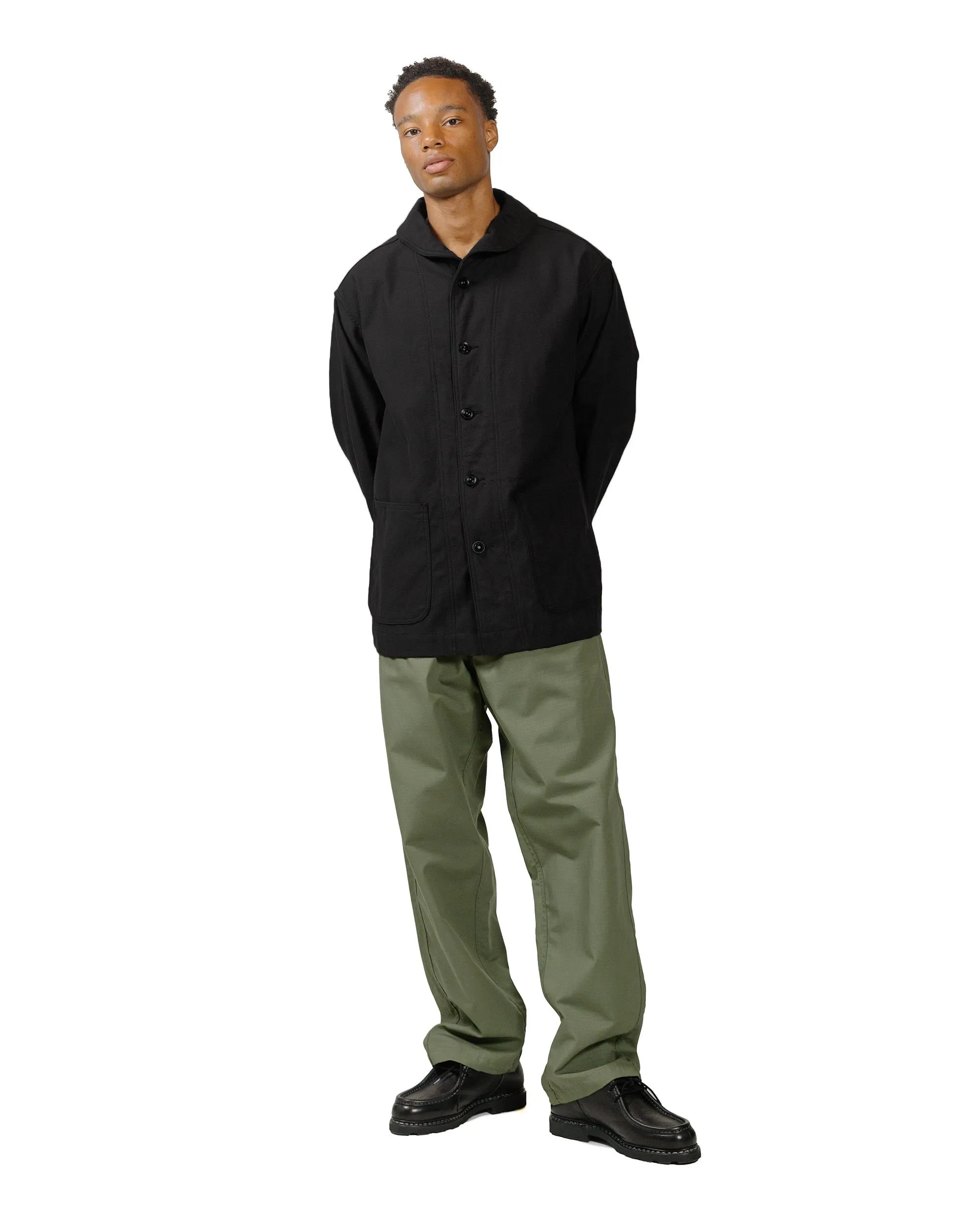 Engineered Garments Workaday Shawl Collar Jacket Black Cotton Reverse Sateen sold by Lost & Found product image thumbnail 4