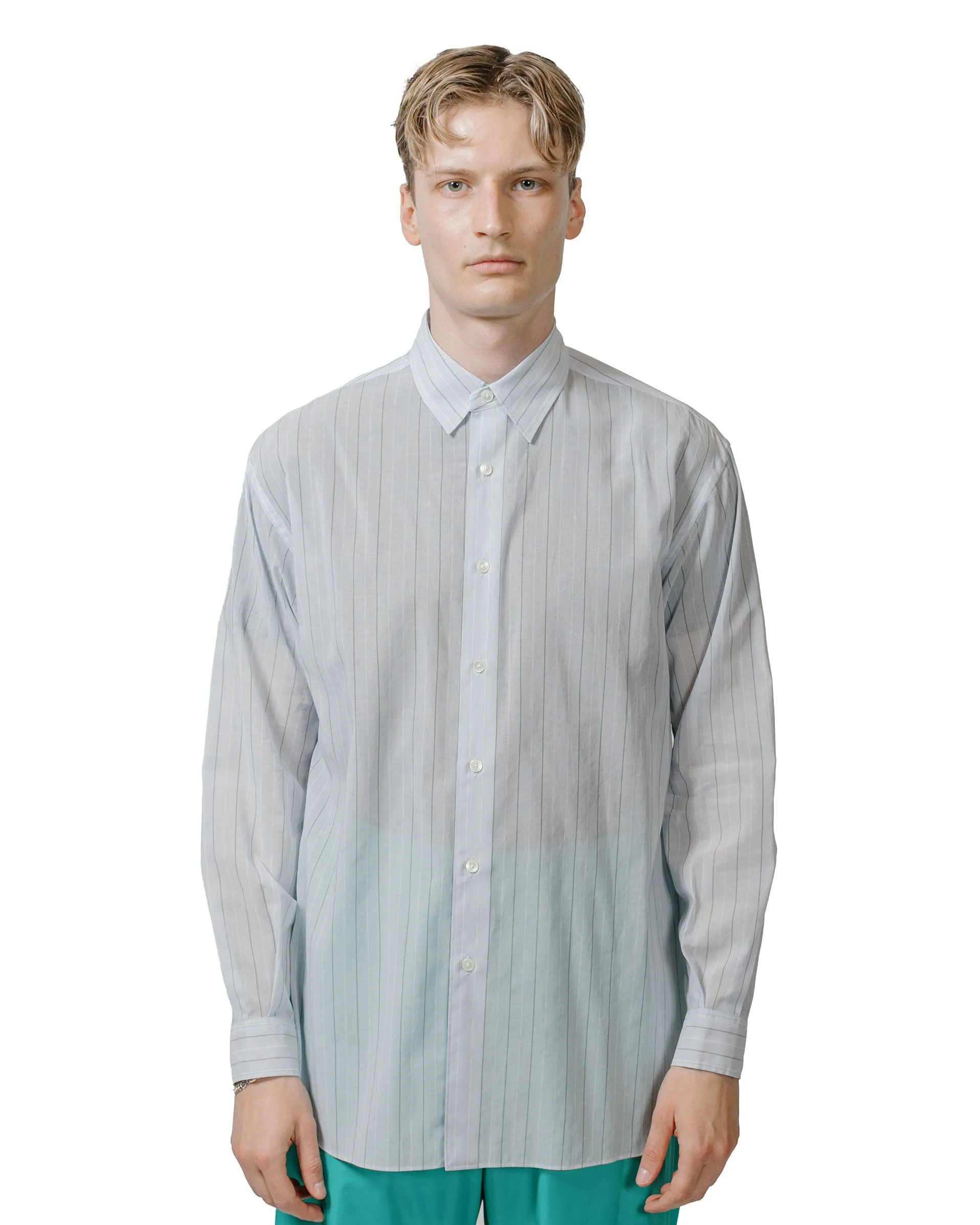 Auralee Hard Twist Finx Organdy Stripe Shirt Light Blue Stripe sold by Lost & Found product image thumbnail 2