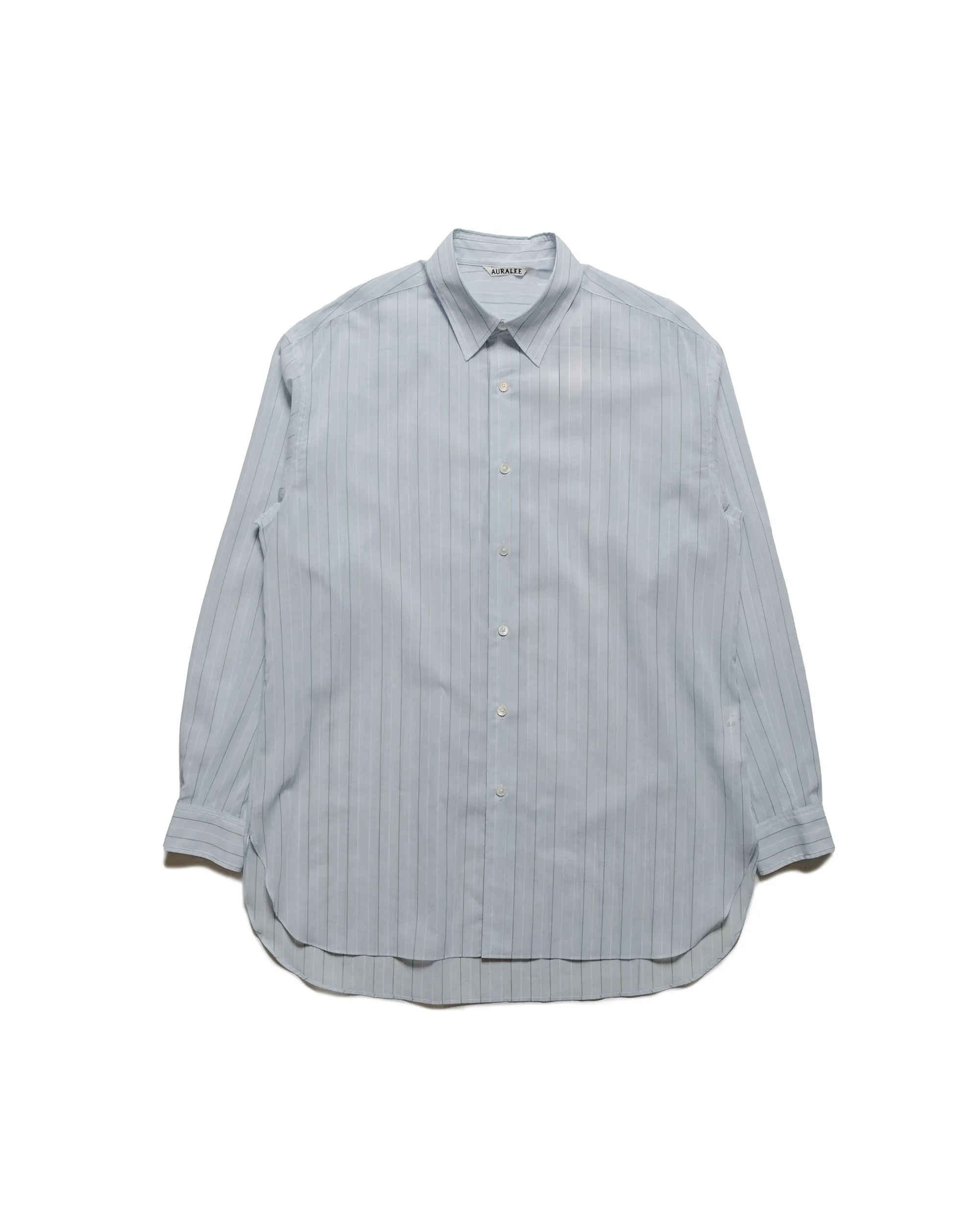 Auralee Hard Twist Finx Organdy Stripe Shirt Light Blue Stripe sold by Lost & Found