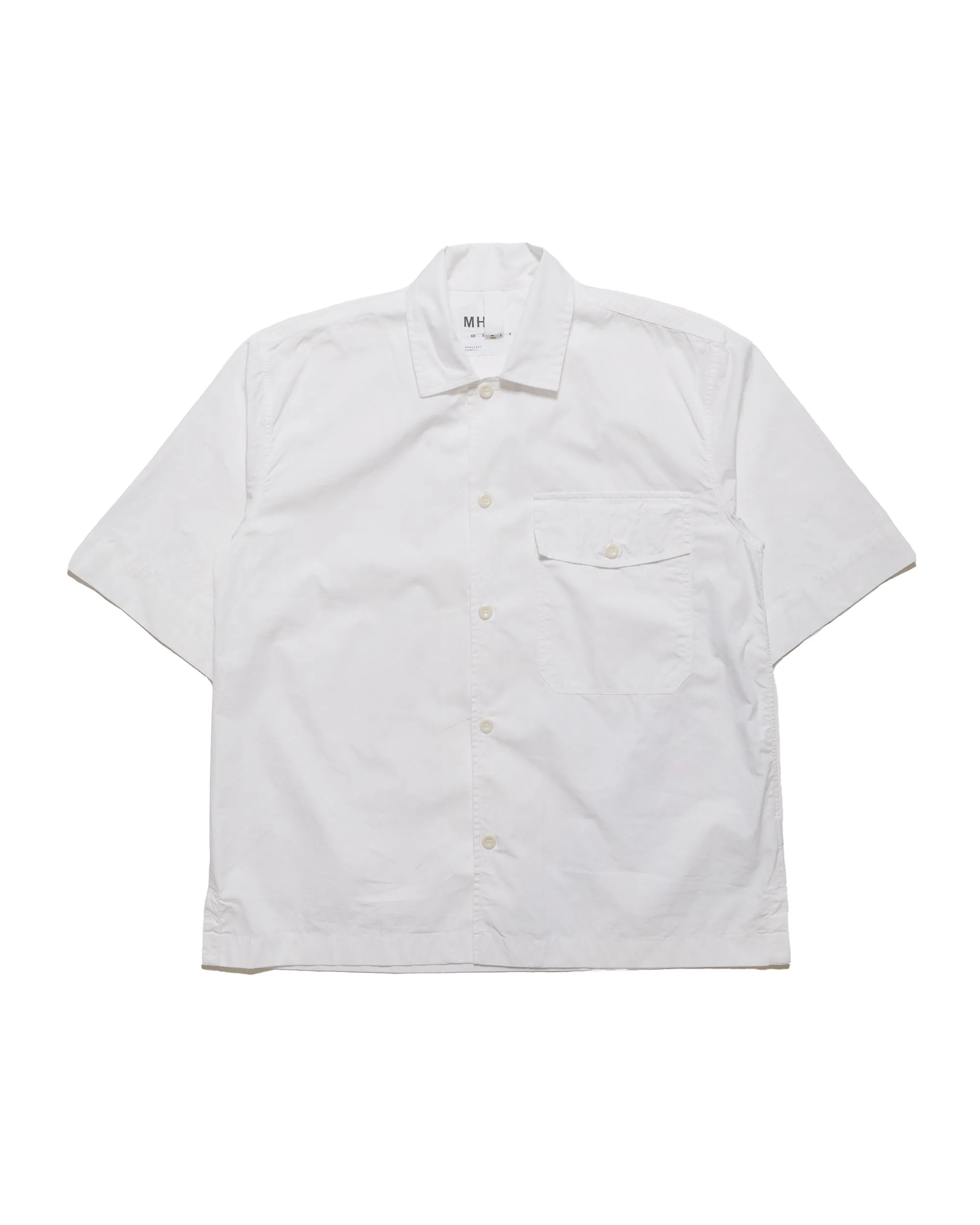 MHL S/S Flap Pocket Shirt Compact Cotton Poplin White sold by Lost & Found