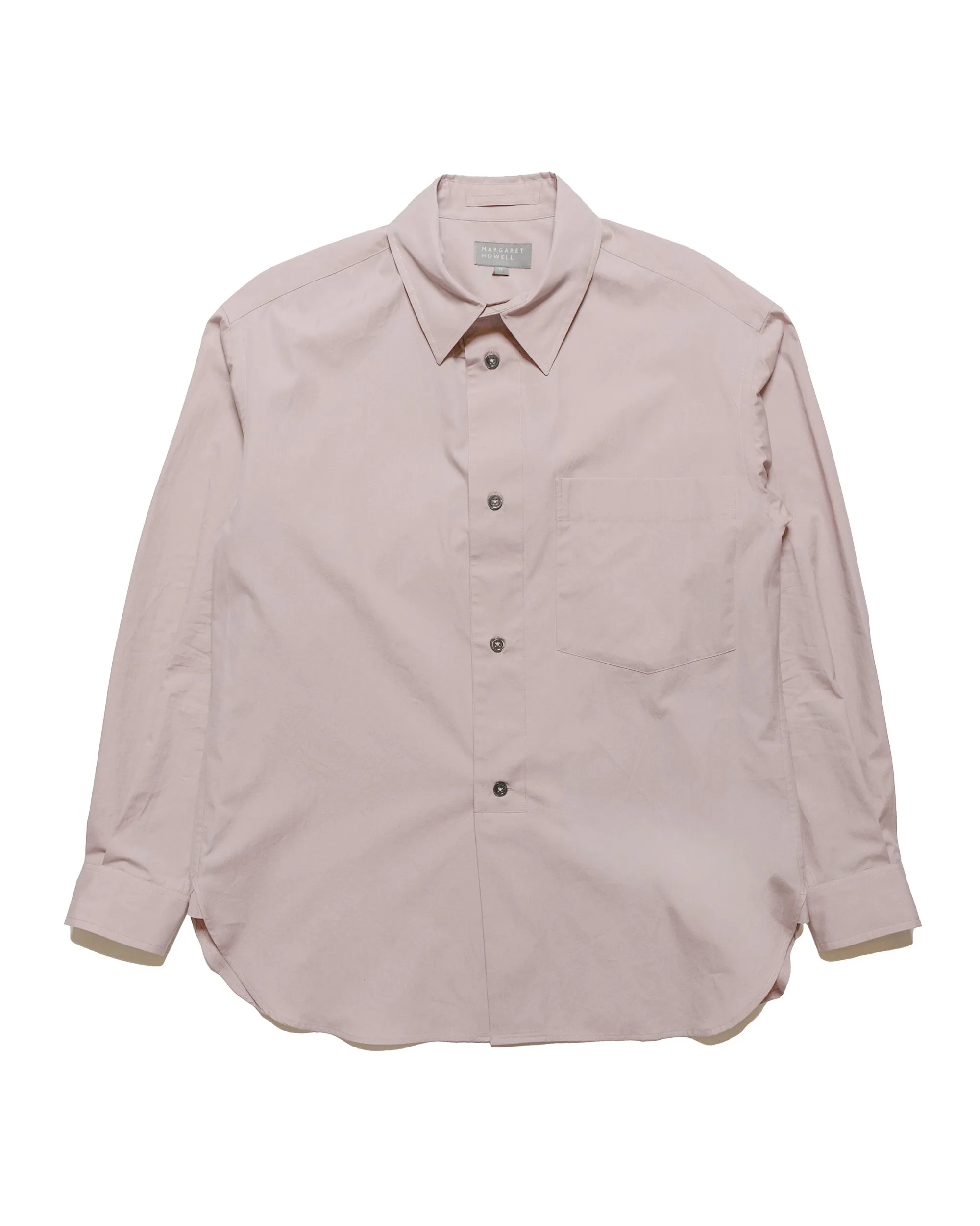 Margaret Howell Half Placket Shirt Paper Cotton Poplin Dusty Pink sold by Lost & Found