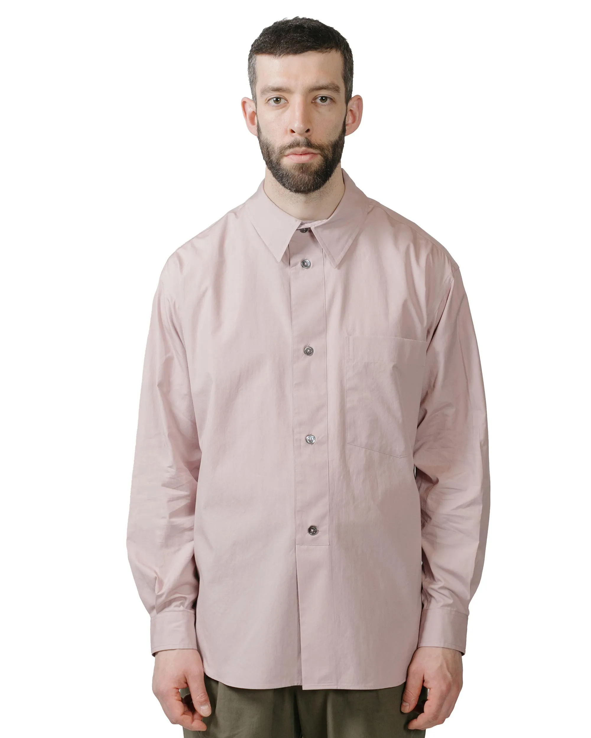Margaret Howell Half Placket Shirt Paper Cotton Poplin Dusty Pink sold by Lost & Found product image thumbnail 2