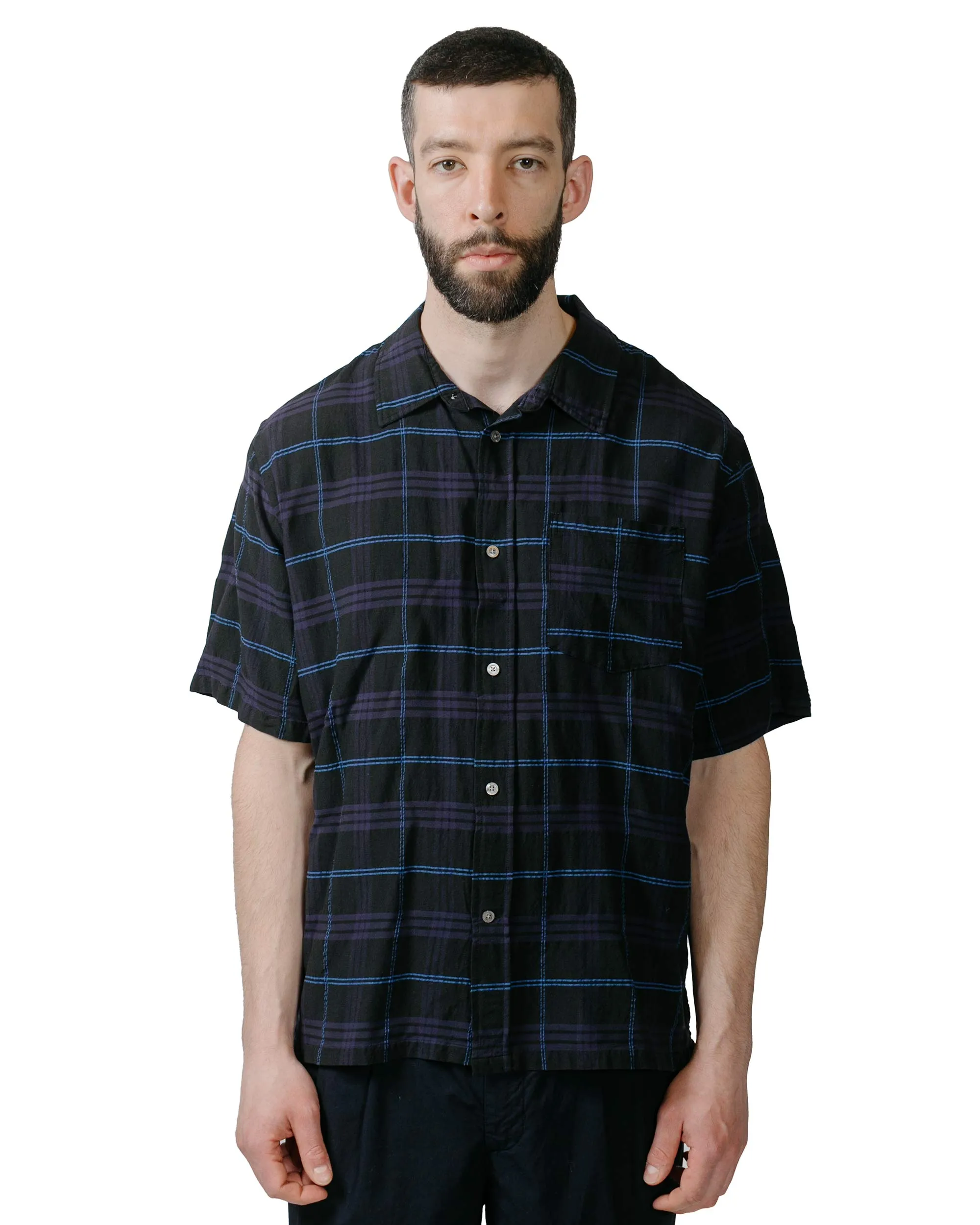 Norse Projects Ivan Relaxed Textured Check SS Shirt Dark Navy sold by Lost & Found product image thumbnail 2