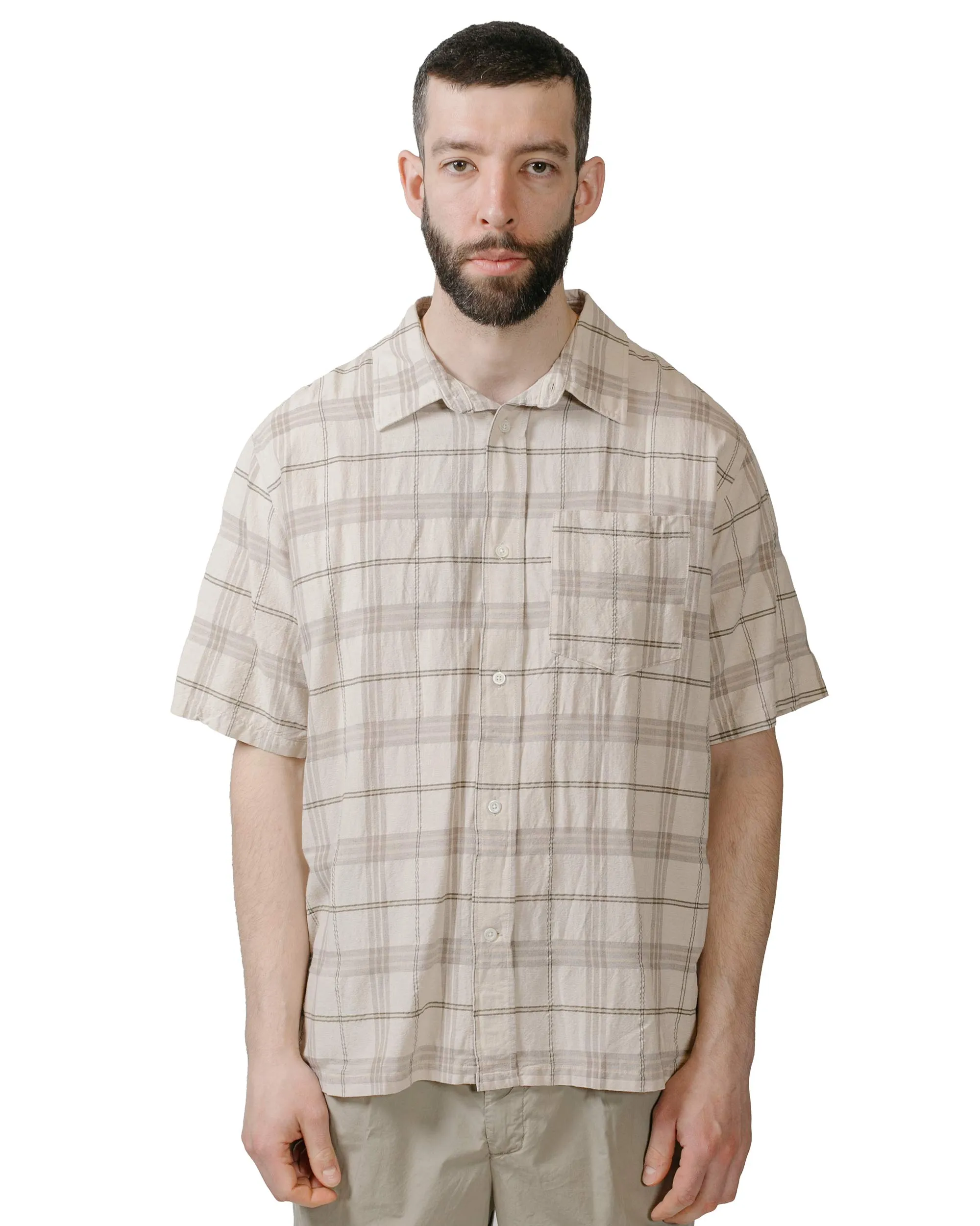 Norse Projects Ivan Relaxed Textured Check SS Shirt Oatmeal sold by Lost & Found product image thumbnail 2
