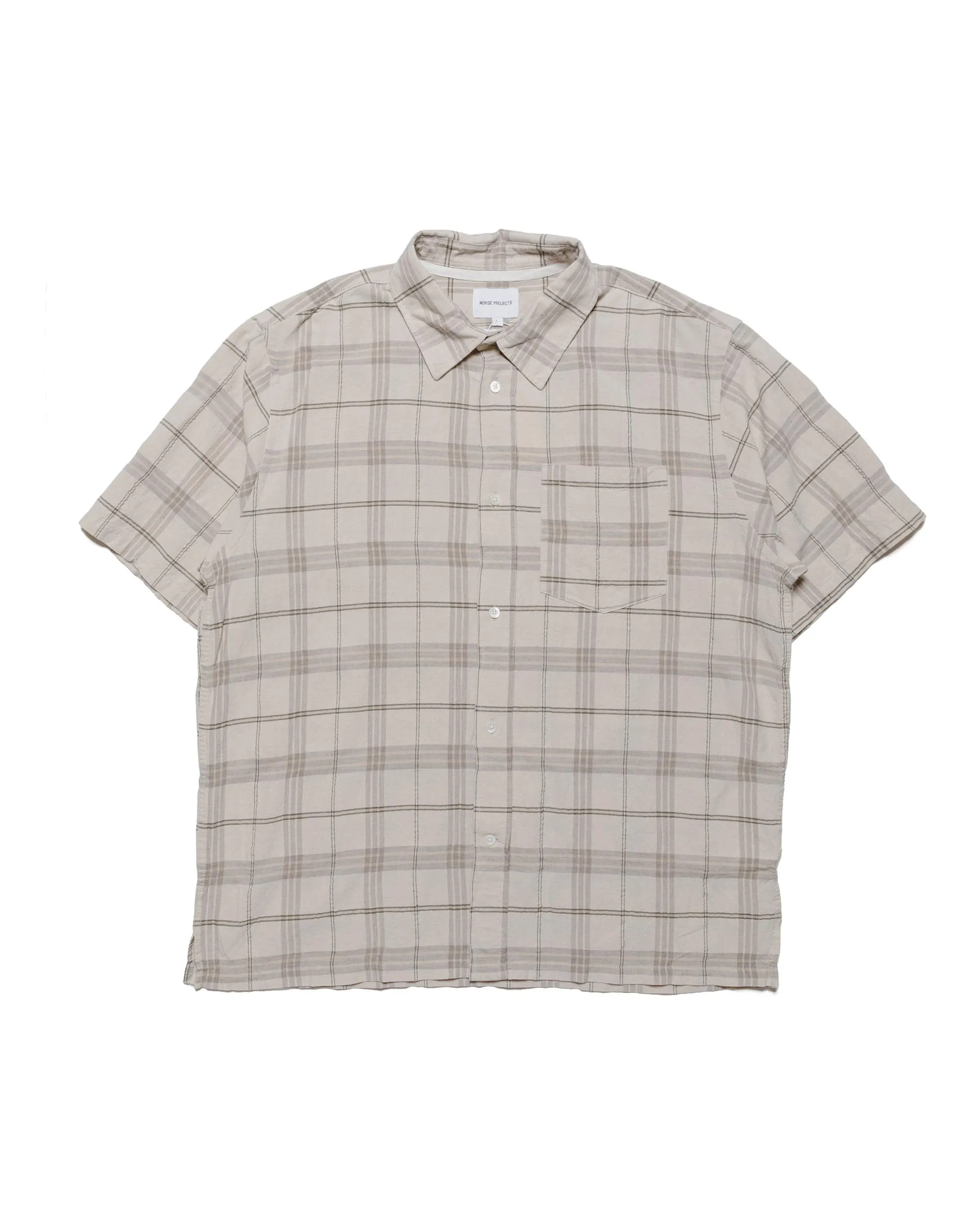 Norse Projects Ivan Relaxed Textured Check SS Shirt Oatmeal sold by Lost & Found