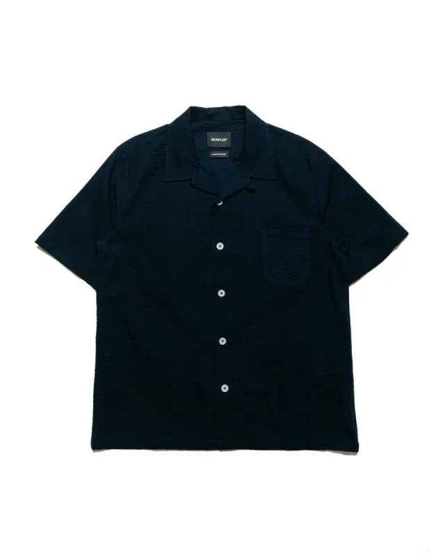 Howlin' Cocktail Shirt Navy Japanese Seersucker made by Howlin'