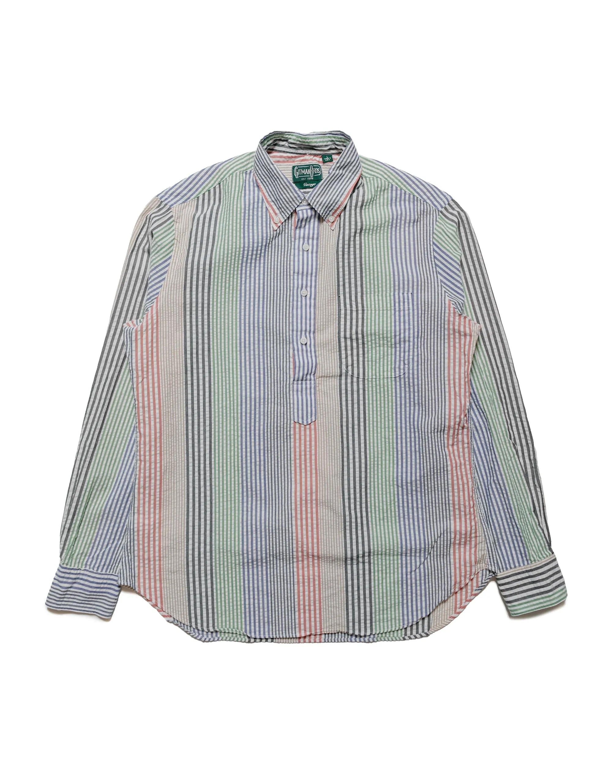 Gitman Vintage Bros. Multi-Striped Seersucker Popover Shirt sold by Lost & Found