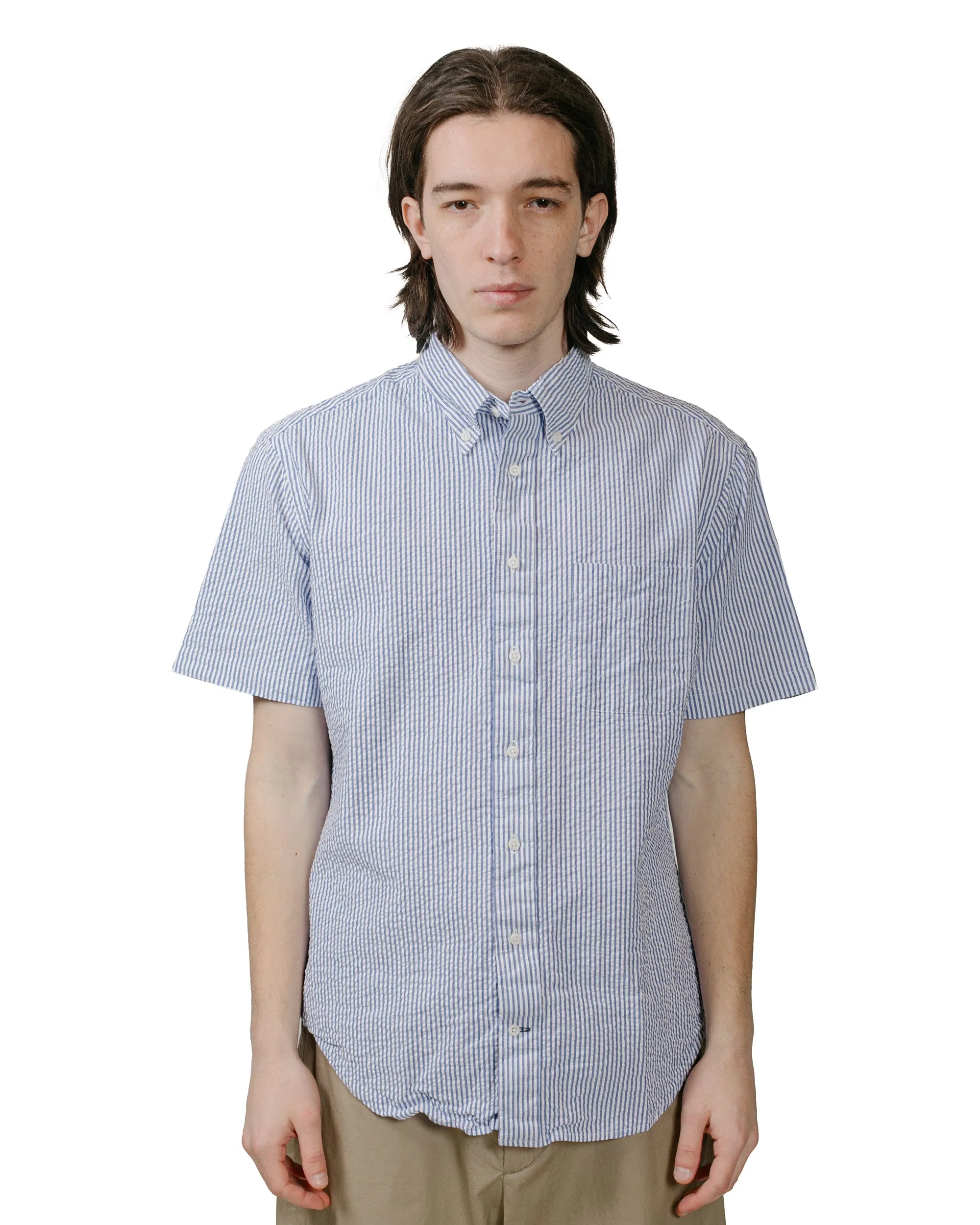 Gitman Vintage Bros. Blue Stripe Seersucker Short Sleeve Shirt sold by Lost & Found product image thumbnail 2