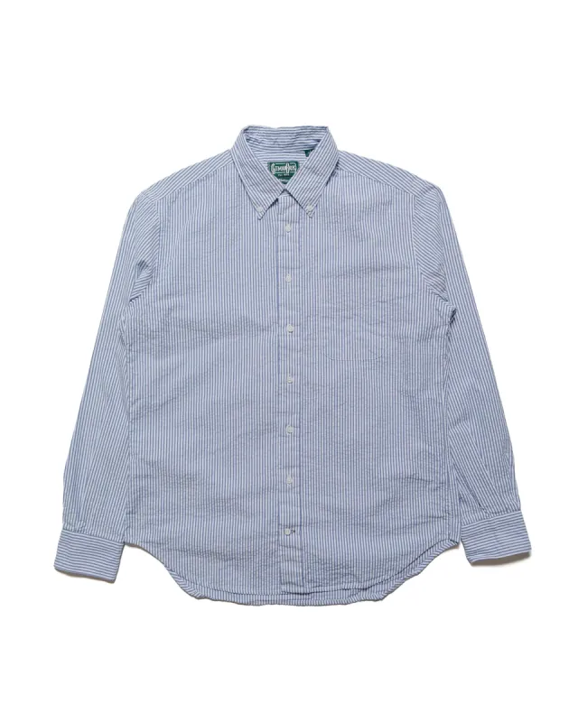 Gitman Vintage Bros. Blue Stripe Seersucker Shirt sold by Lost & Found
