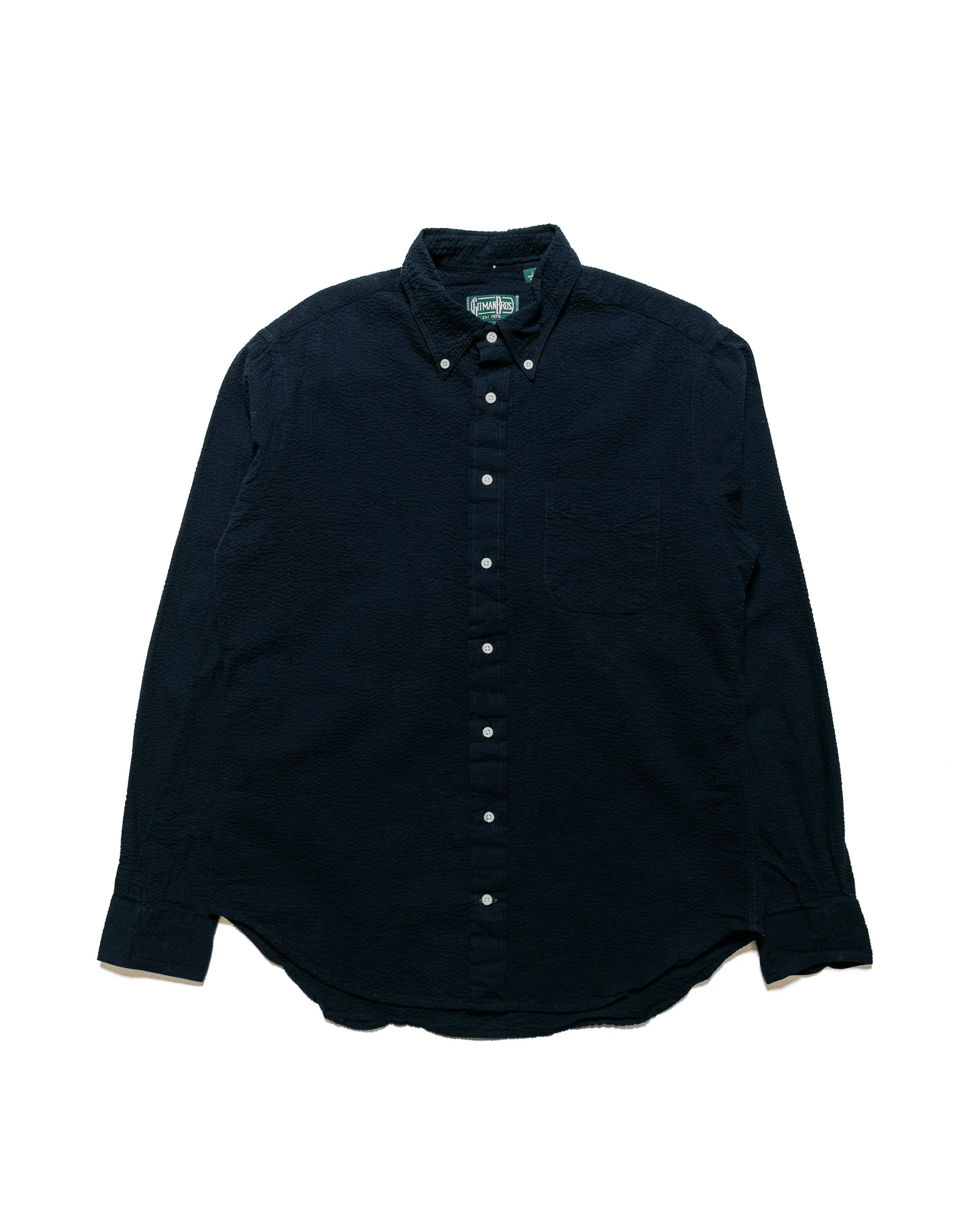 Gitman Vintage Bros. Navy Overdye Seersucker Shirt sold by Lost & Found