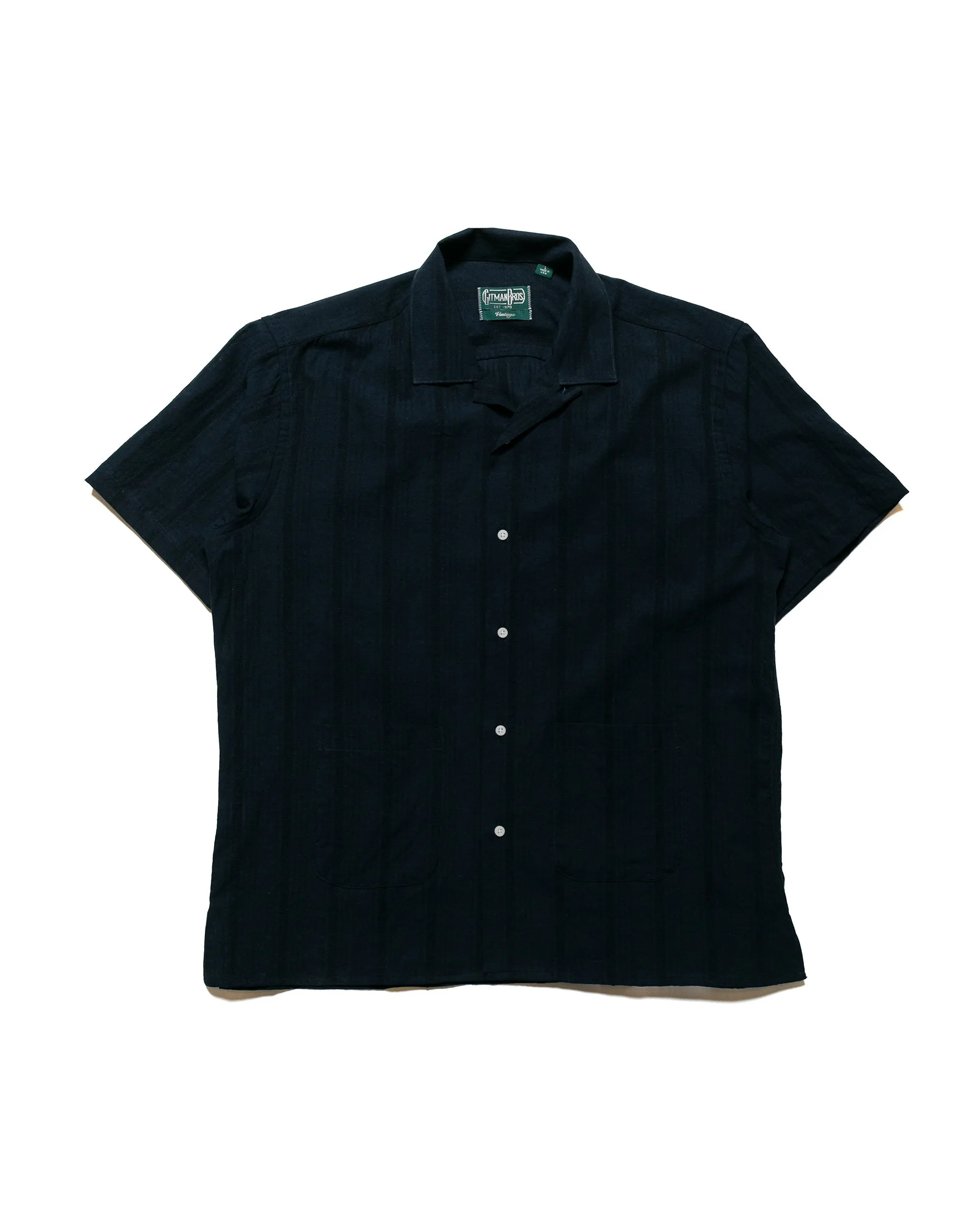 Gitman Vintage Bros. Navy Cotton/Linen Yarn-Dyed Dobby Beach Shirt sold by Lost & Found