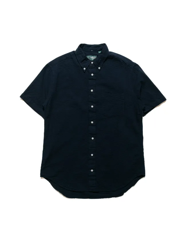 Gitman Vintage Bros. Navy Overdye Seersucker Short Sleeve Shirt sold by Lost & Found