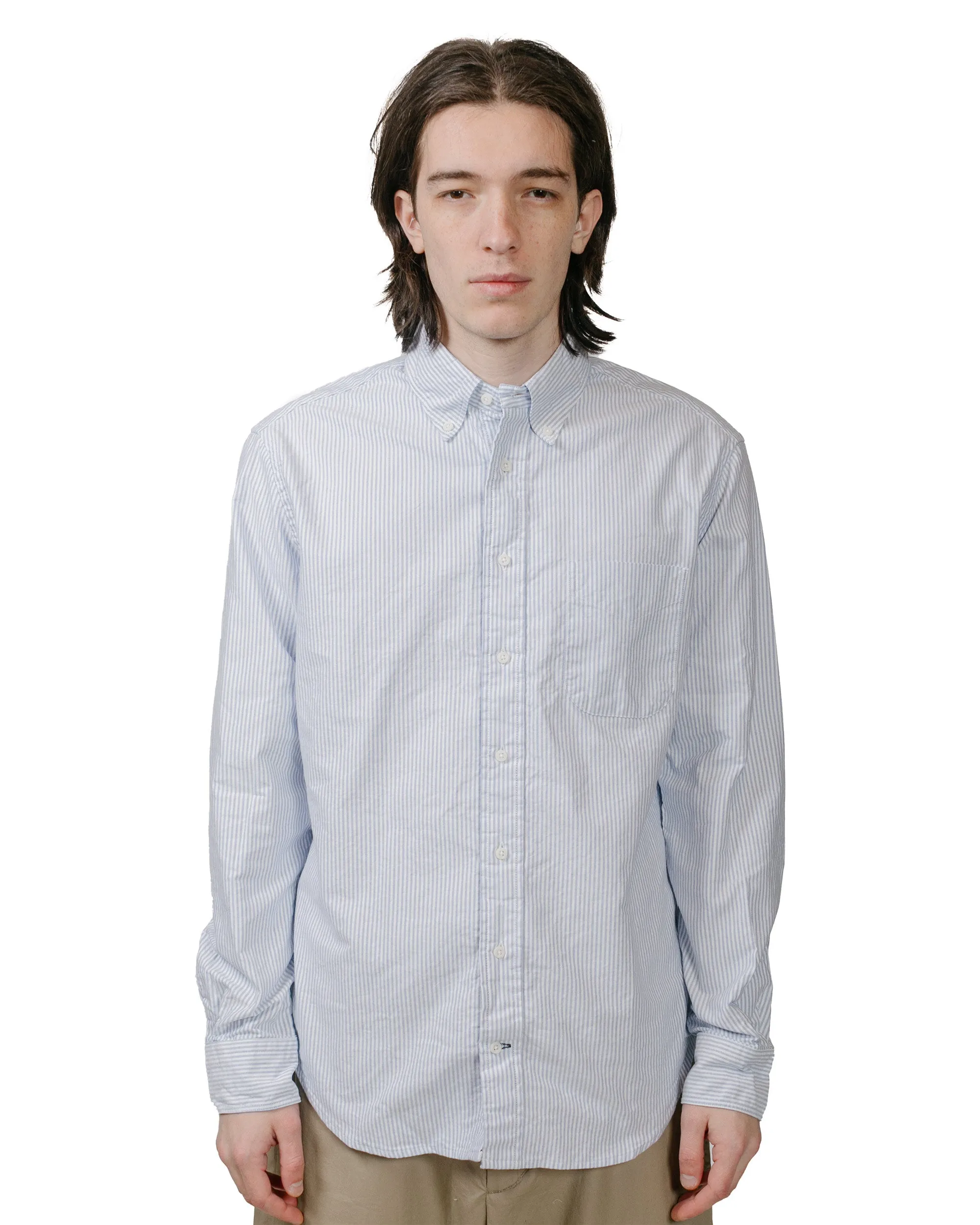 Gitman Vintage Bros. Blue Stripe Linen Long Sleeve Shirt sold by Lost & Found product image thumbnail 2