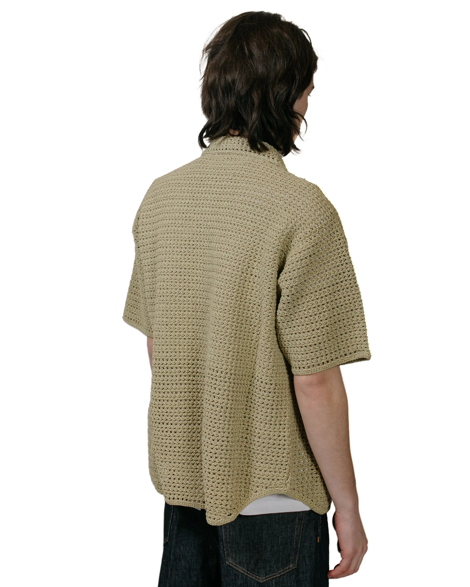 Auralee Hand Crochet Knit Half Sleeved Shirt Khaki Beige sold by Lost & Found product image thumbnail 3