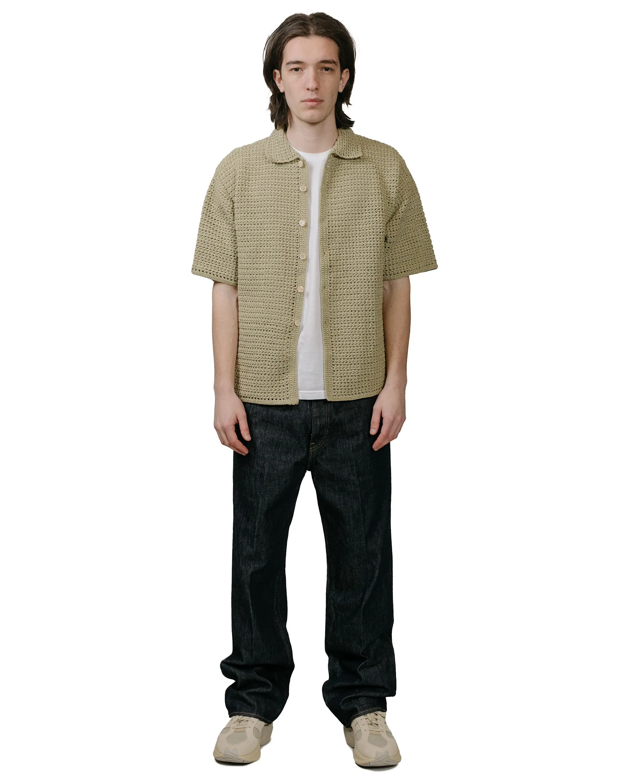 Auralee Hand Crochet Knit Half Sleeved Shirt Khaki Beige sold by Lost & Found product image thumbnail 4