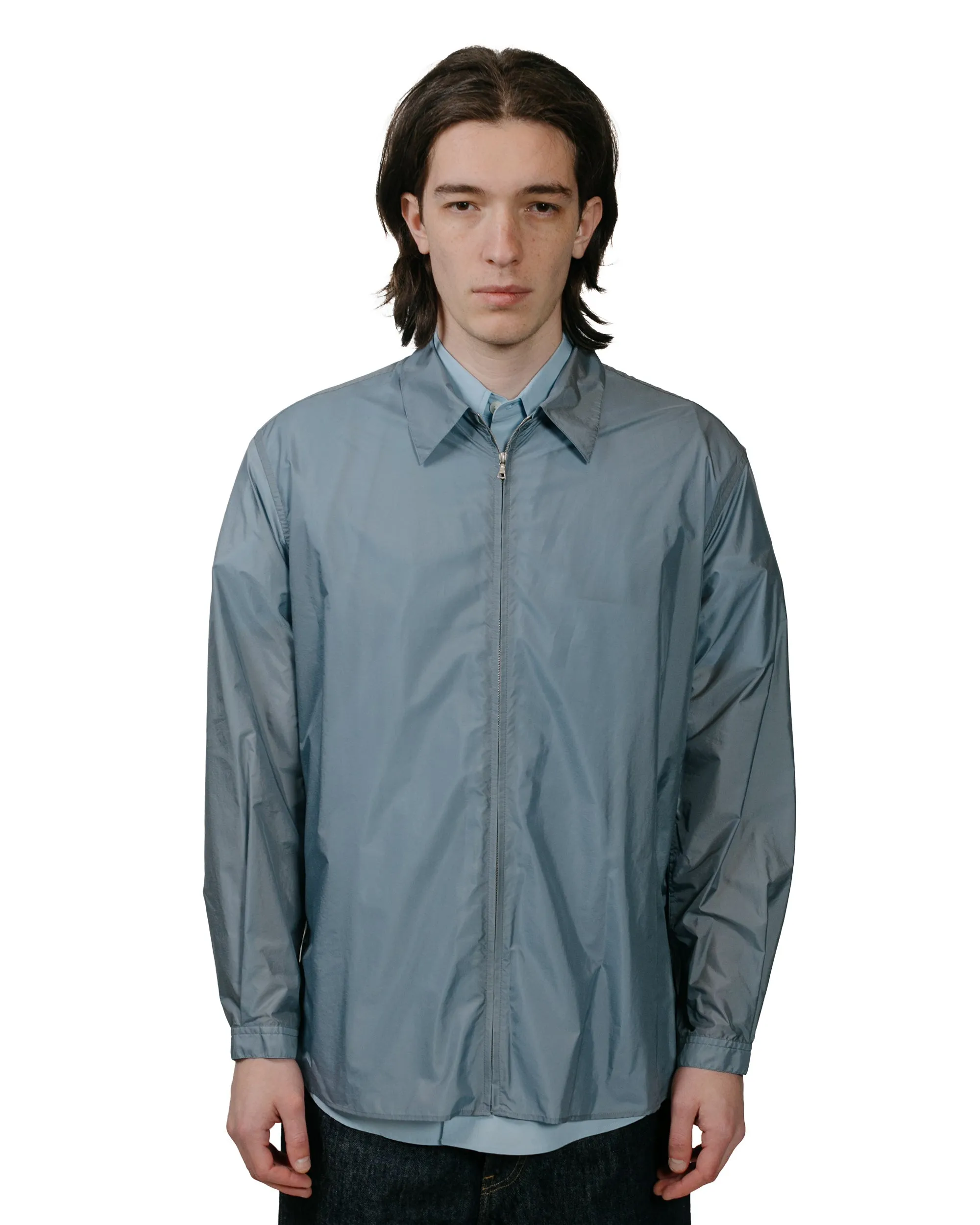 Auralee Light Nylon Zip Shirt Blue Gray sold by Lost & Found product image thumbnail 2