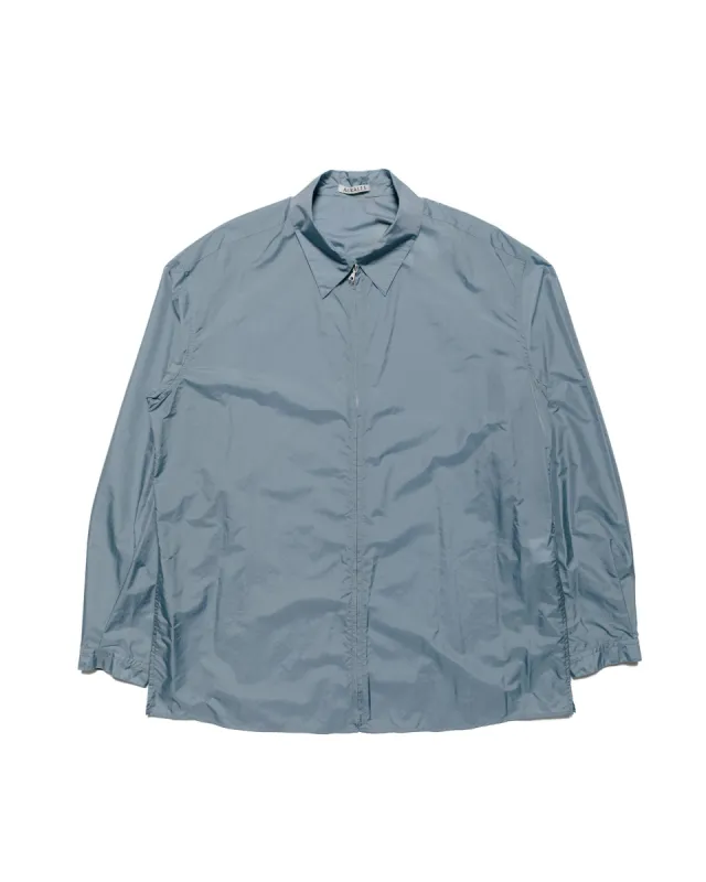 Auralee Light Nylon Zip Shirt Blue Gray made by Auralee