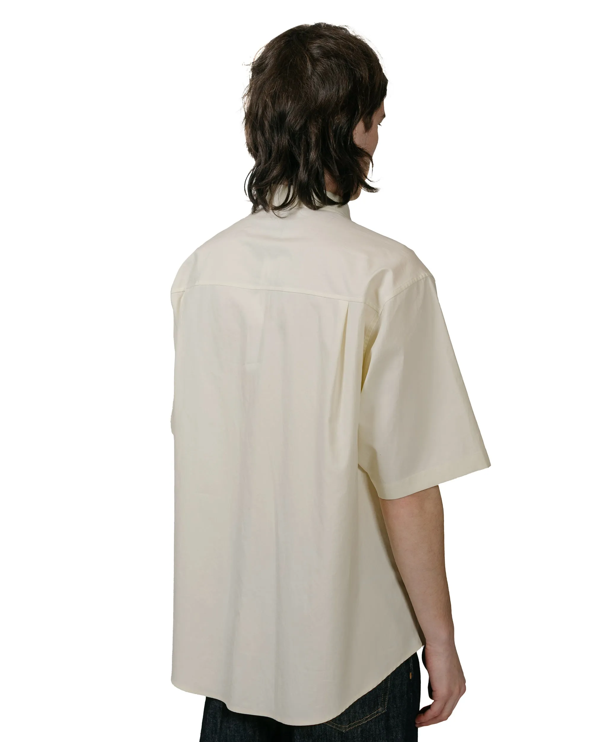 Auralee Washed Finx Twill Big Half Sleeved Shirt Light Yellow sold by Lost & Found product image thumbnail 3