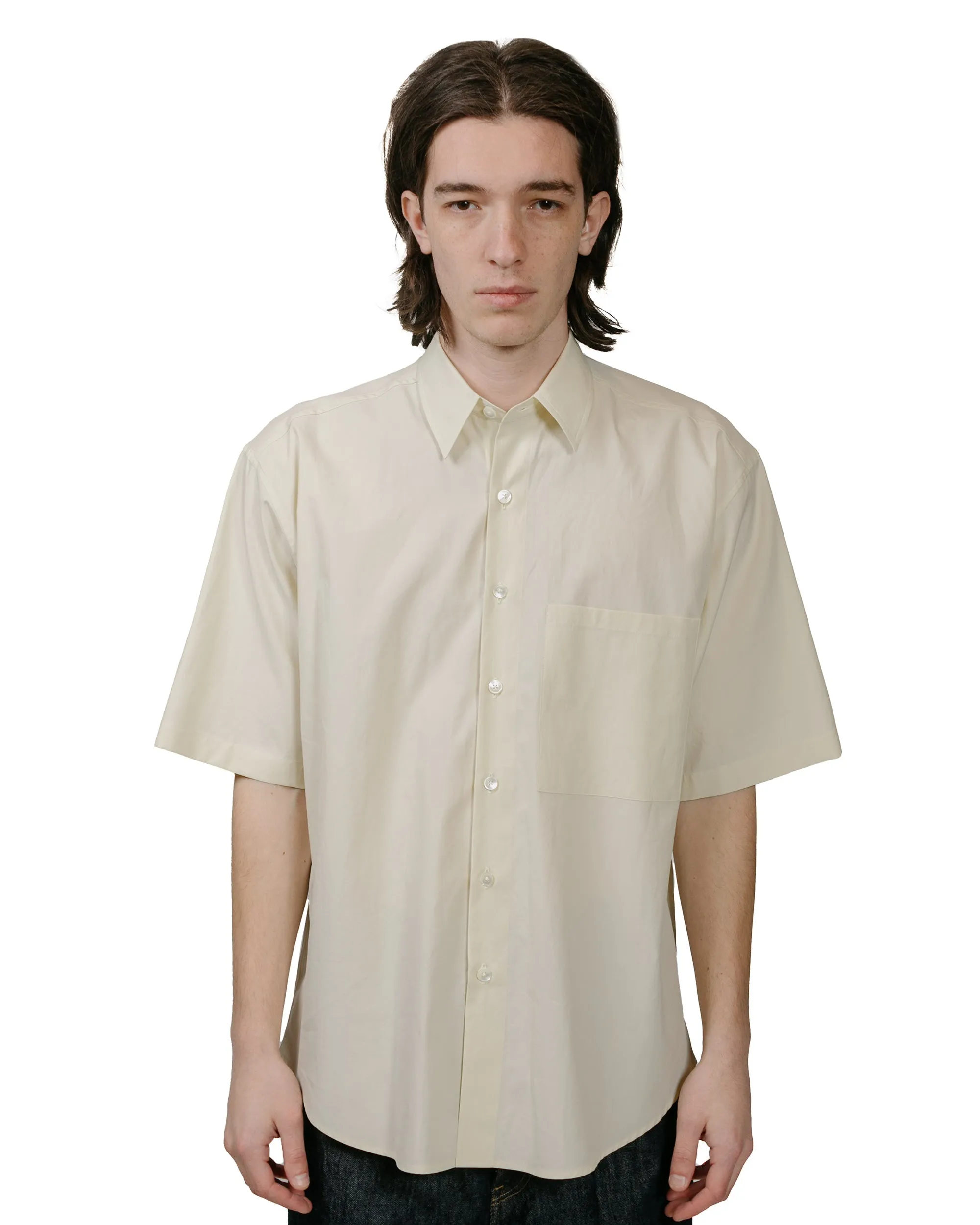 Auralee Washed Finx Twill Big Half Sleeved Shirt Light Yellow sold by Lost & Found product image thumbnail 2