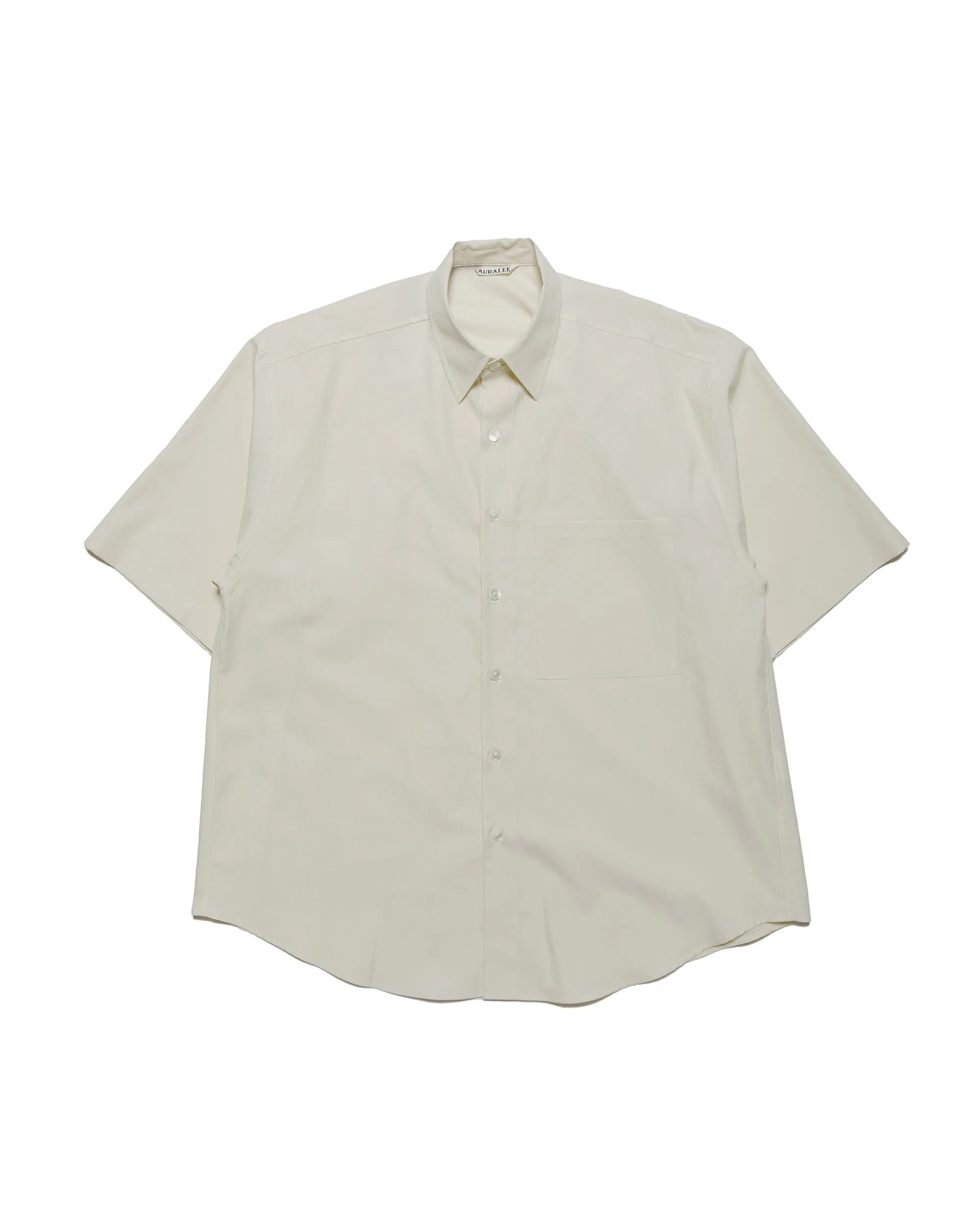 Auralee Washed Finx Twill Big Half Sleeved Shirt Light Yellow sold by Lost & Found