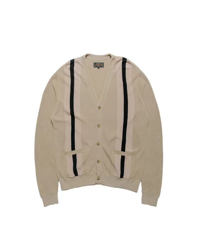 Beams Plus Cardigan Stripe Beige sold by Lost & Found