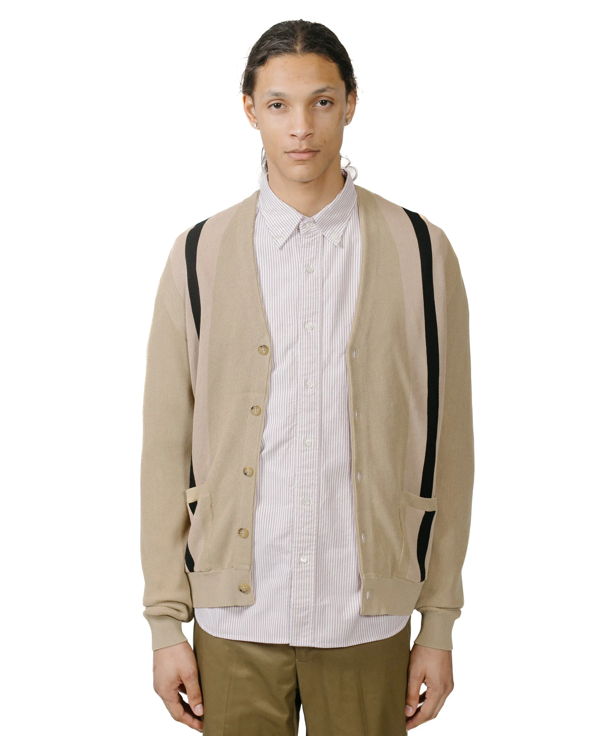 Beams Plus Cardigan Stripe Beige sold by Lost & Found product image thumbnail 2