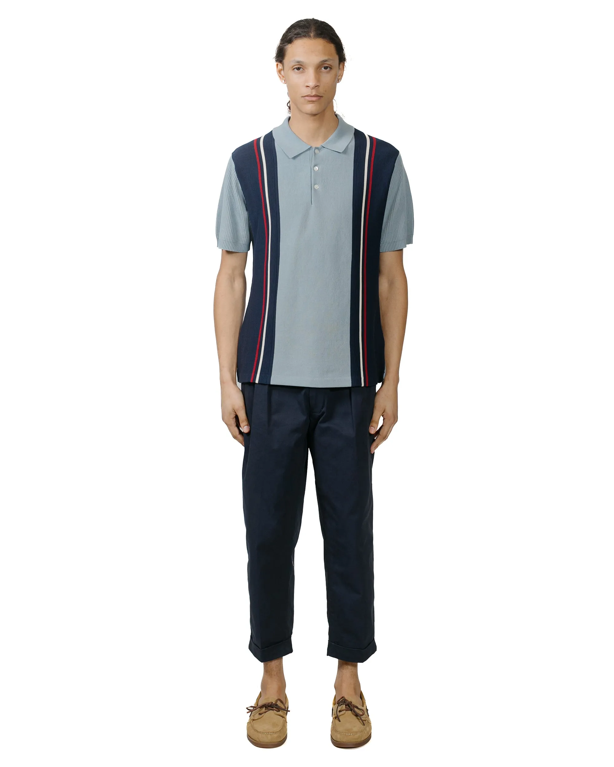 Beams Plus Knit Polo Stripe Sax sold by Lost & Found product image thumbnail 4