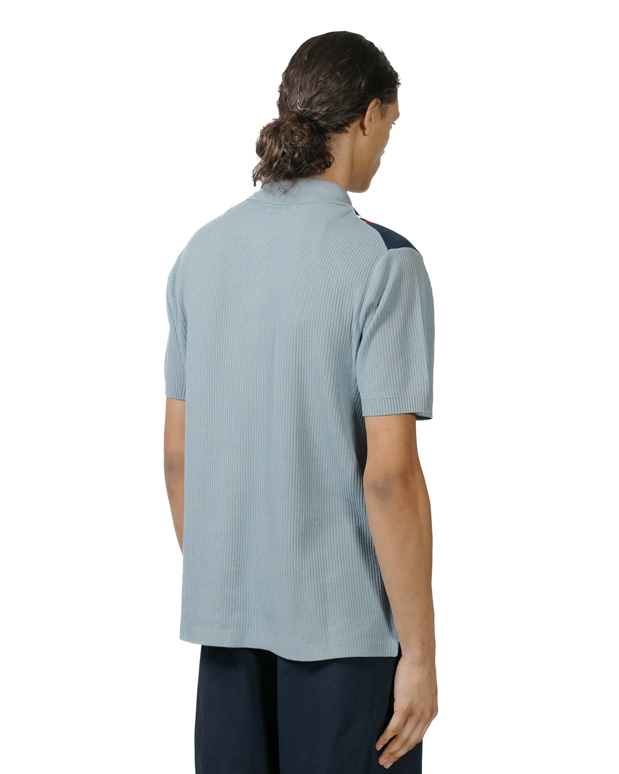 Beams Plus Knit Polo Stripe Sax sold by Lost & Found product image thumbnail 3