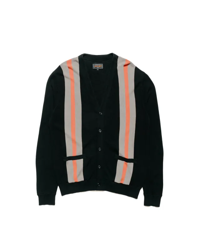 Beams Plus Cardigan Stripe Black sold by Lost & Found