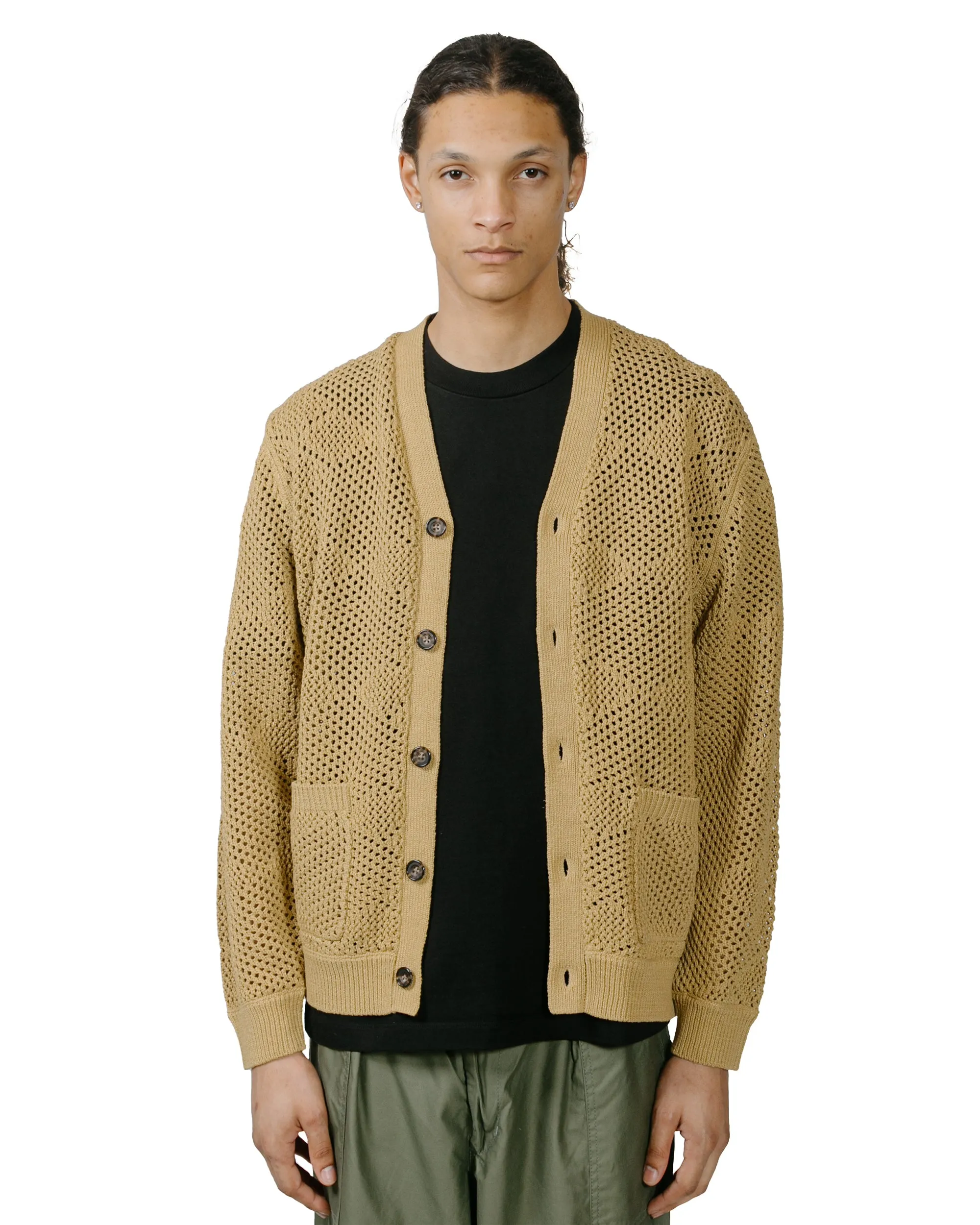Beams Plus Cardigan Argyle Mesh Khaki sold by Lost & Found product image thumbnail 2