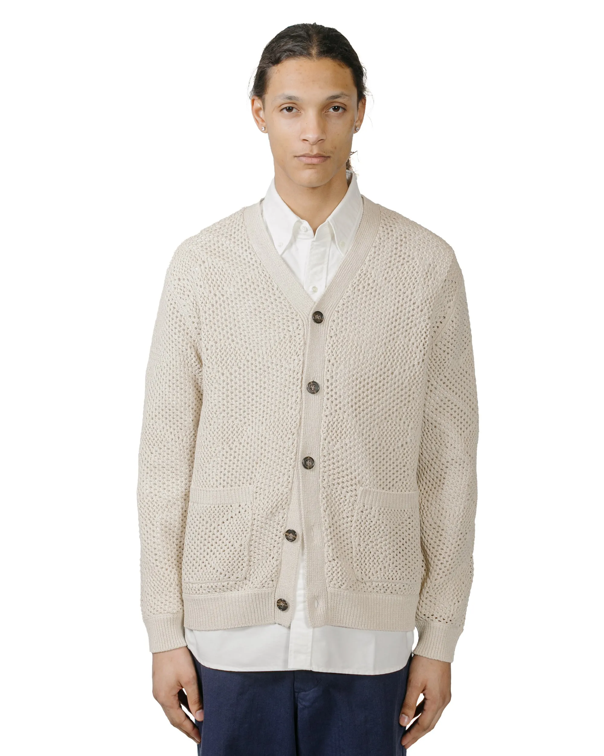 Beams Plus Cardigan Argyle Mesh Beige sold by Lost & Found product image thumbnail 2