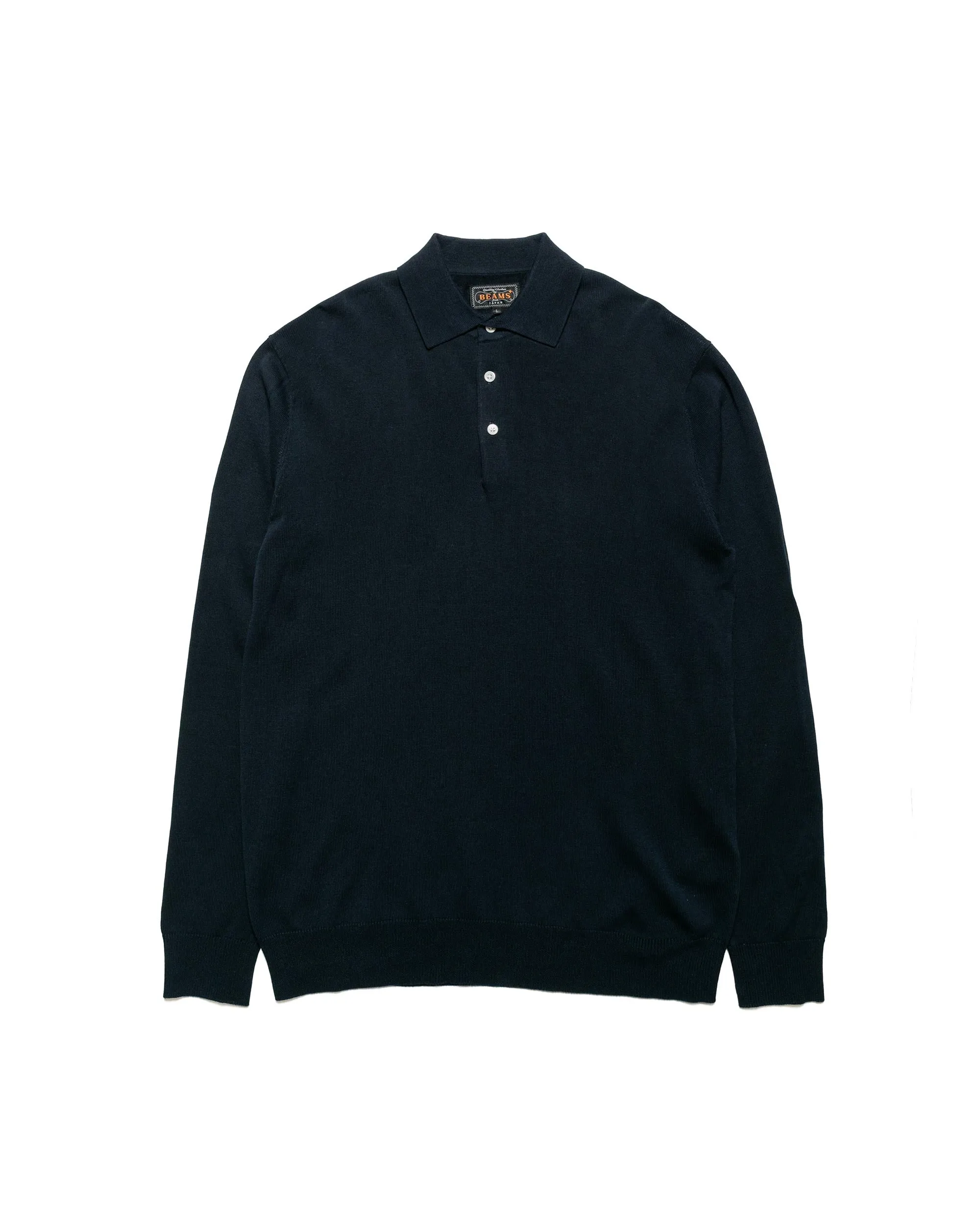 Beams Plus Knit Polo 12G Navy sold by Lost & Found
