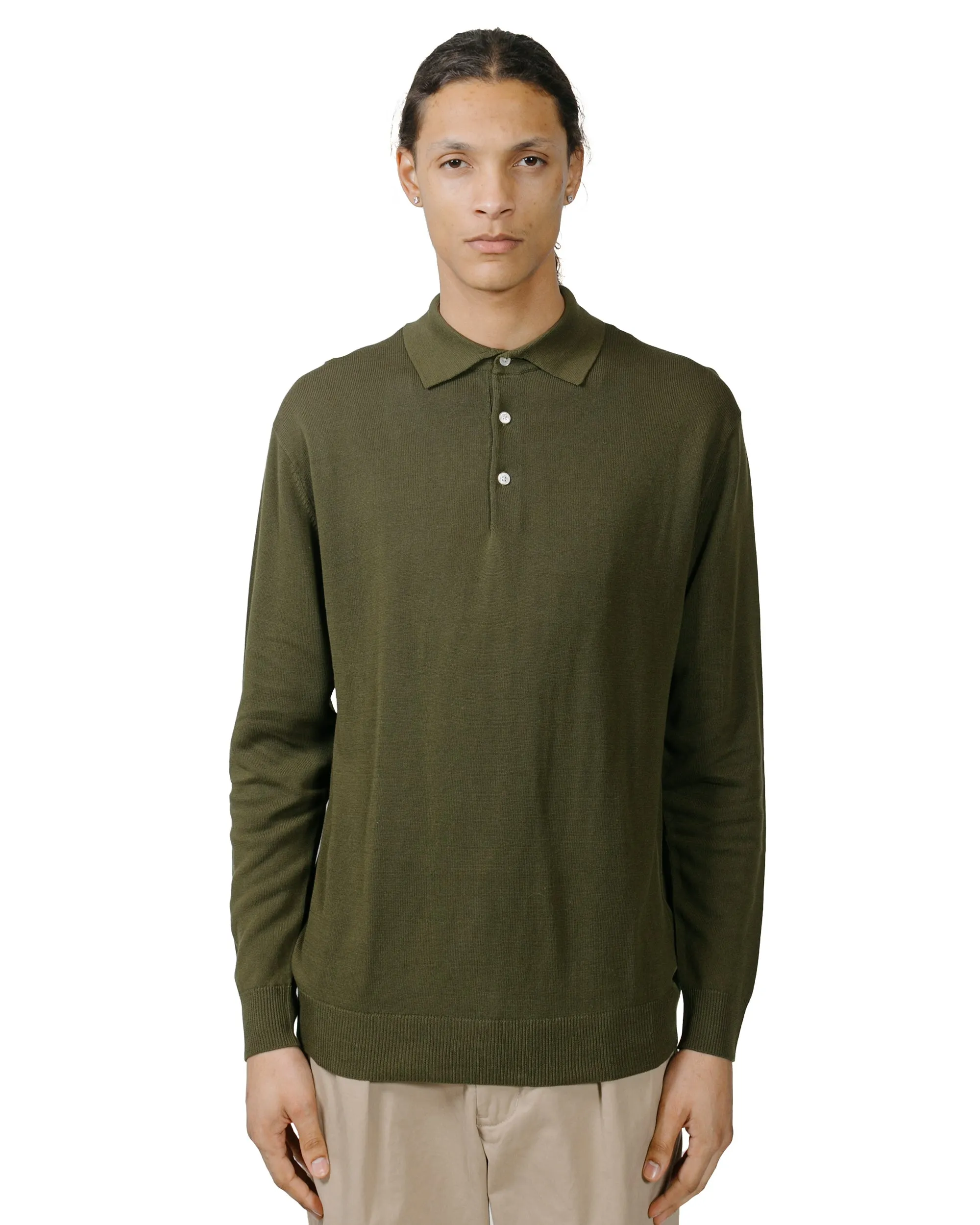 Beams Plus Knit Polo 12G Olive sold by Lost & Found product image thumbnail 2