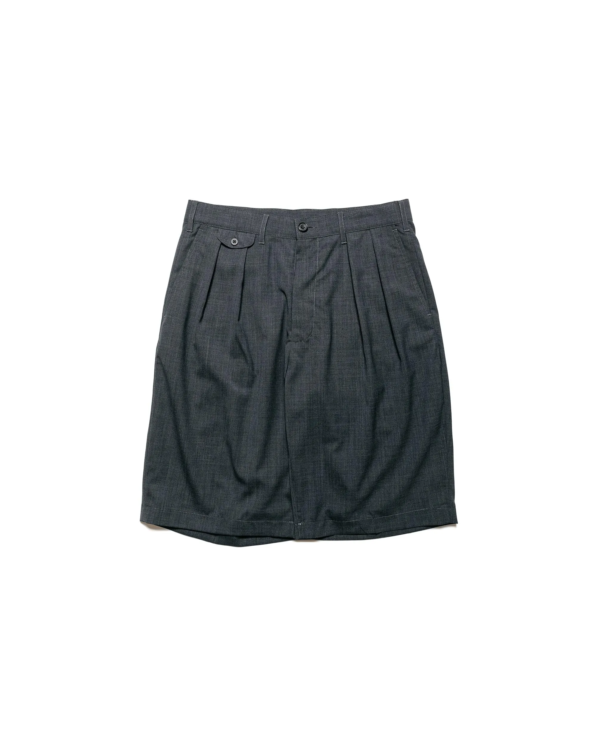 Beams Plus 2Pleats Shorts Wool Tropical Charcoal Grey sold by Lost & Found