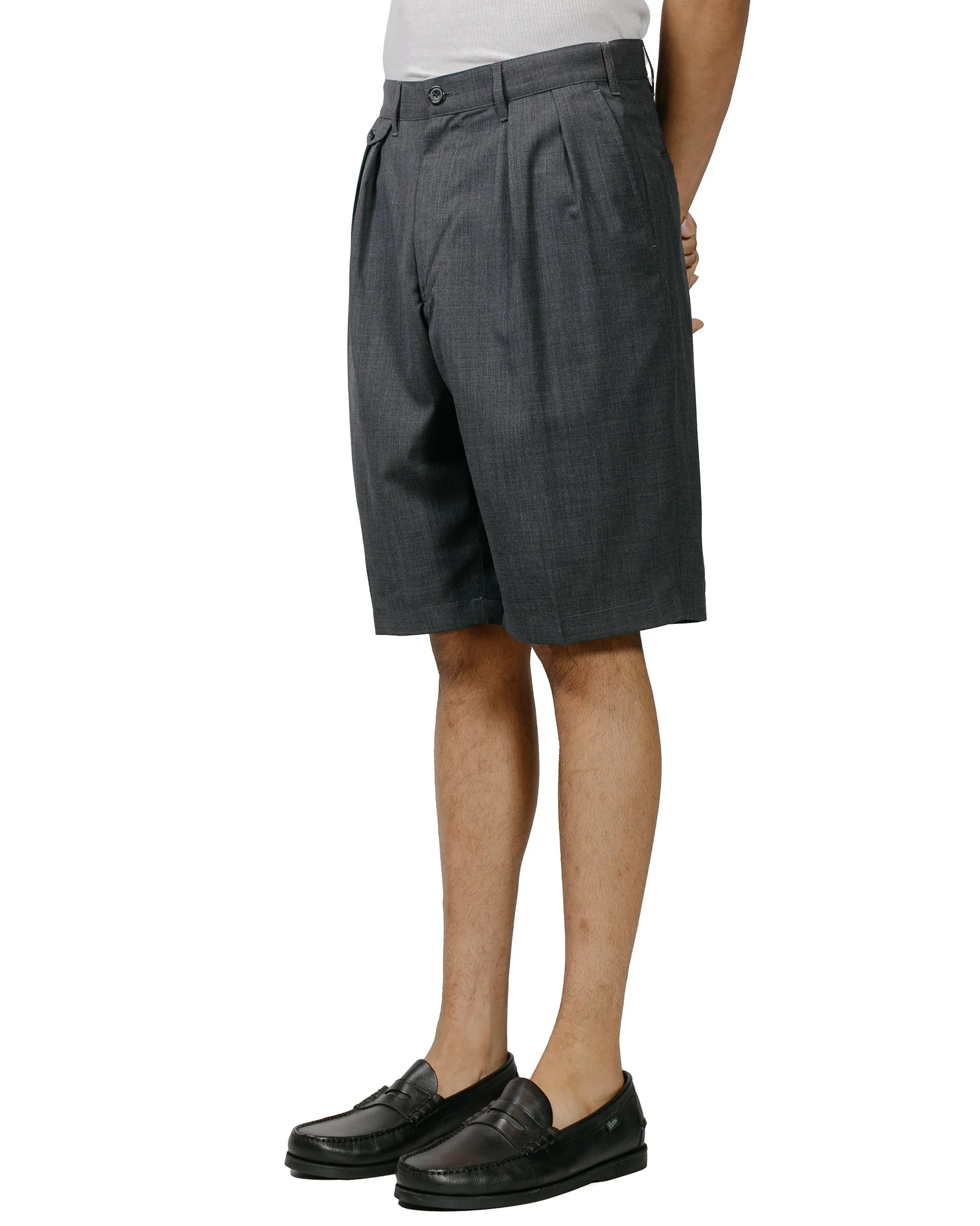 Beams Plus 2Pleats Shorts Wool Tropical Charcoal Grey sold by Lost & Found product image thumbnail 2