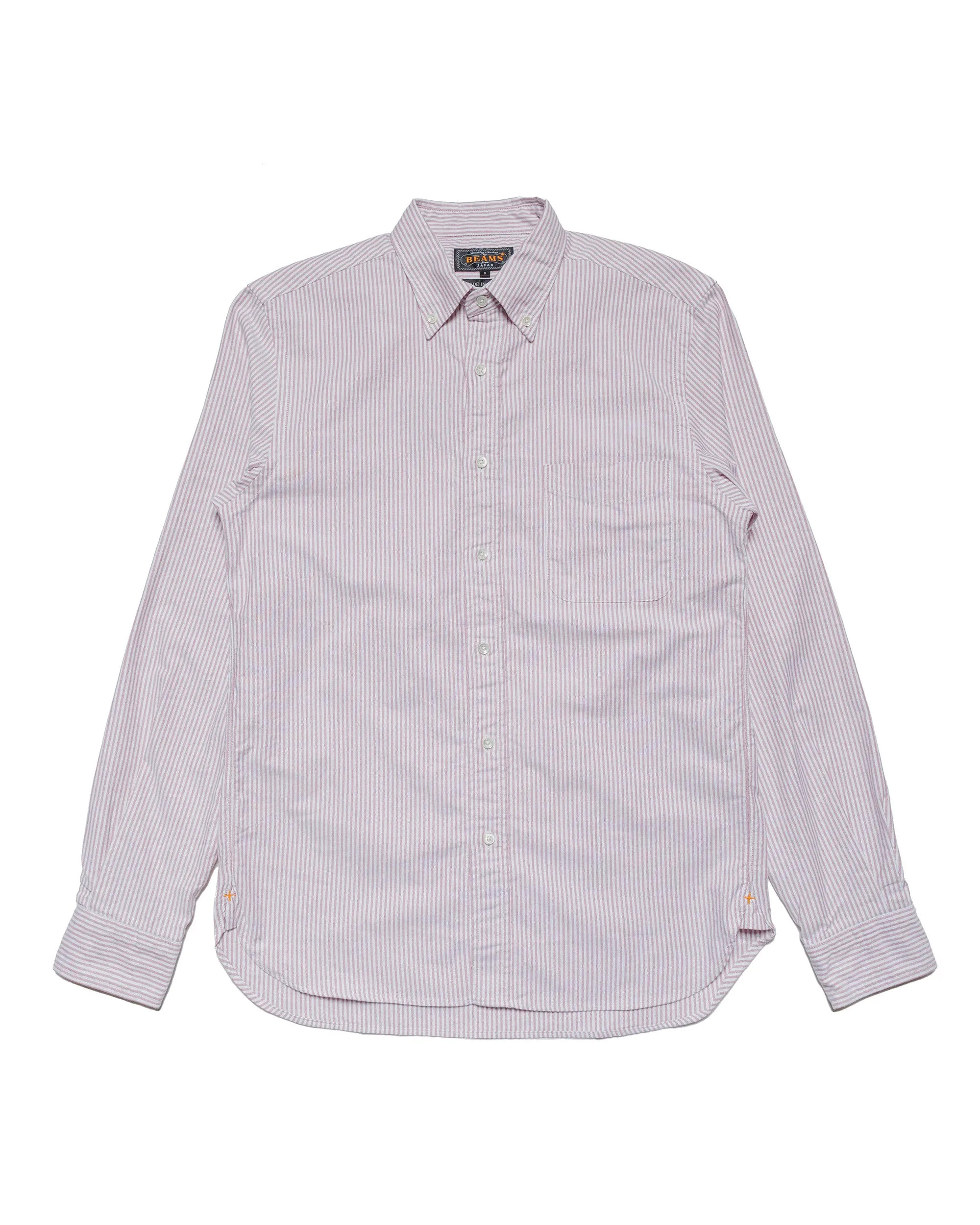 Beams Plus B.D. Oxford Candy Stripe Wine sold by Lost & Found