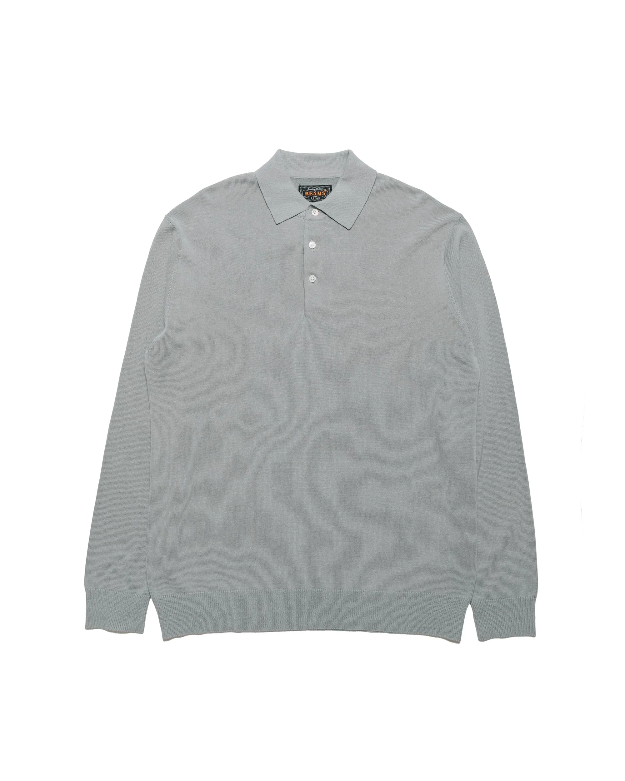 Beams Plus Knit Polo 12G Ice Blue sold by Lost & Found