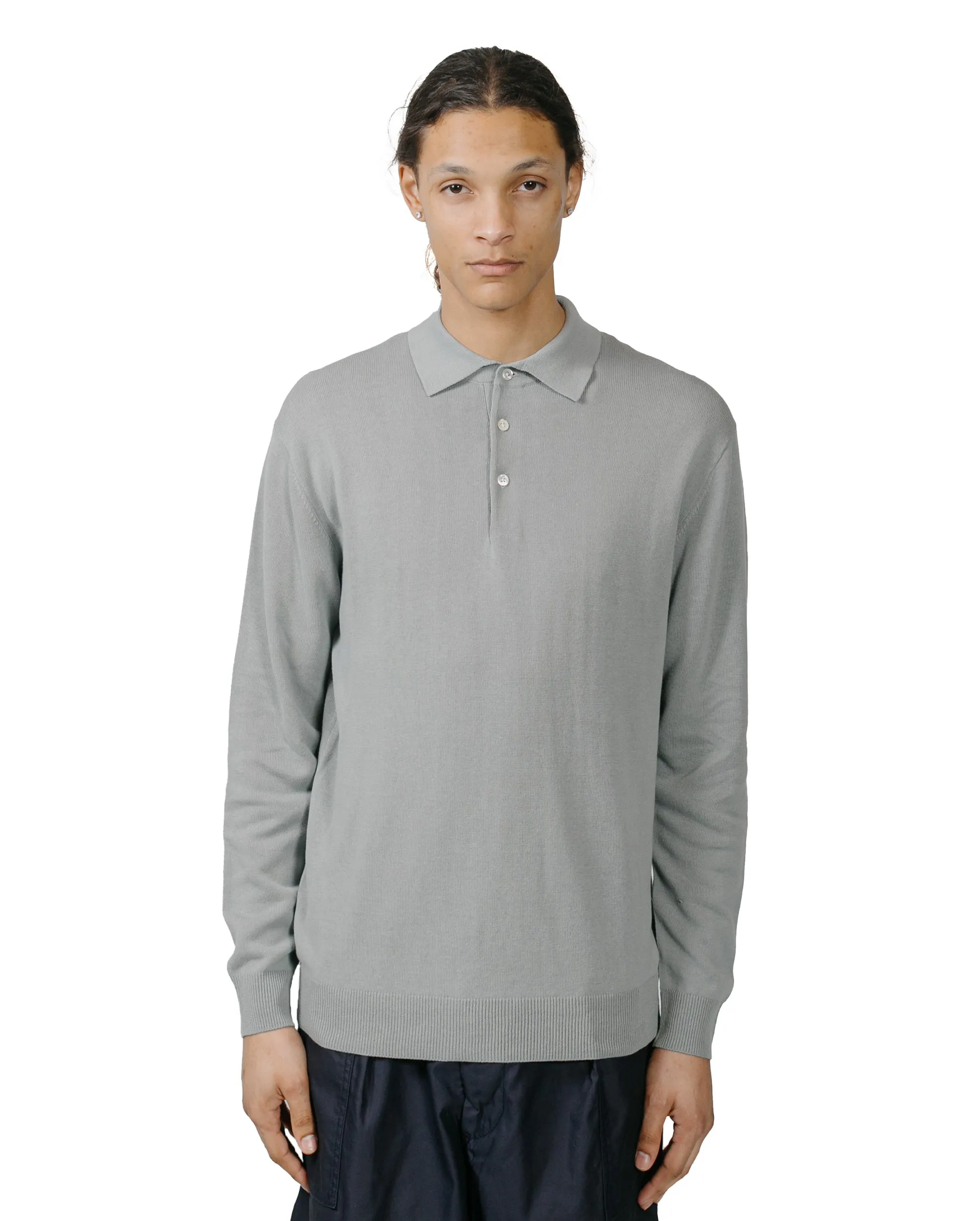 Beams Plus Knit Polo 12G Ice Blue sold by Lost & Found product image thumbnail 2