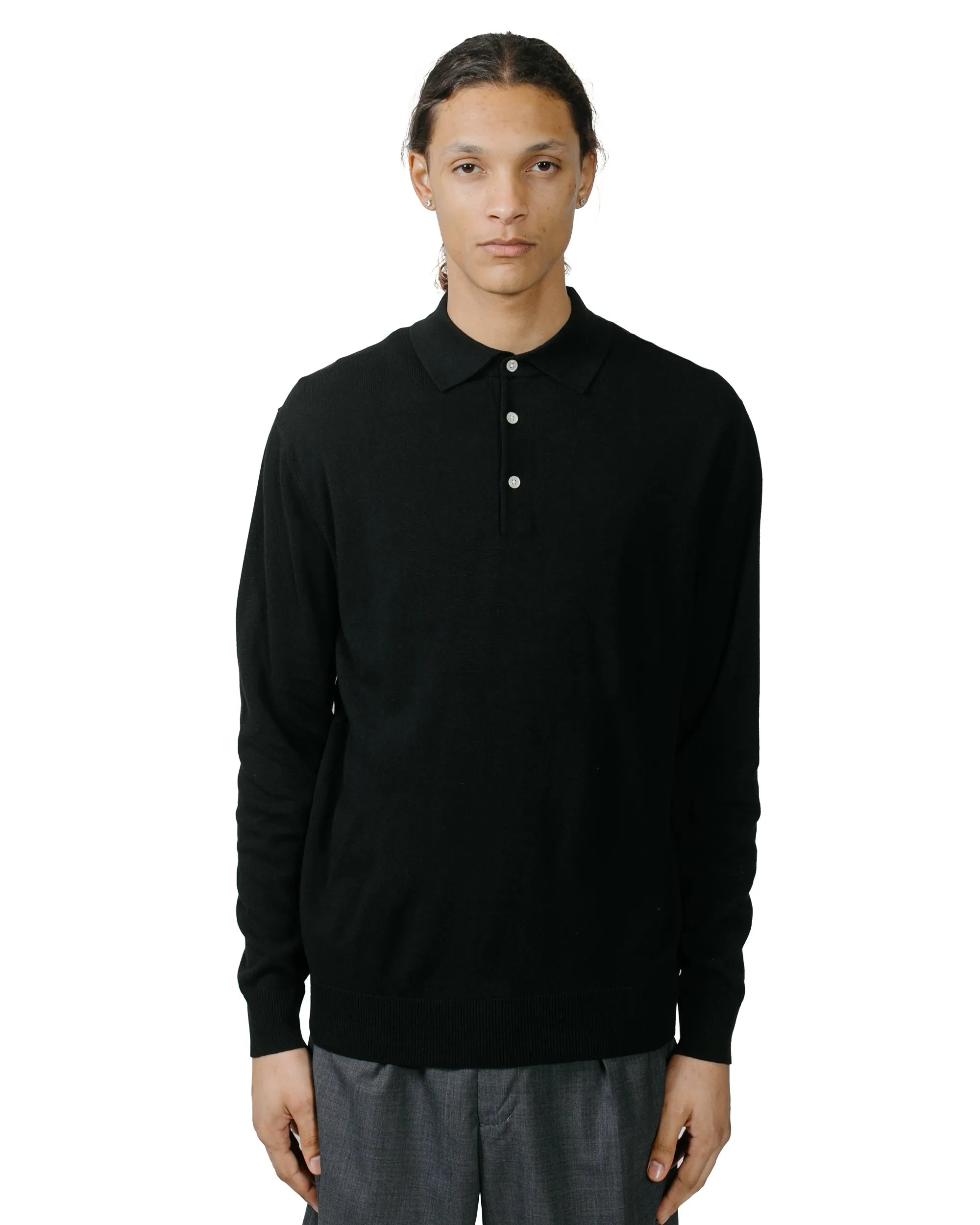 Beams Plus Knit Polo 12G Black sold by Lost & Found product image thumbnail 2
