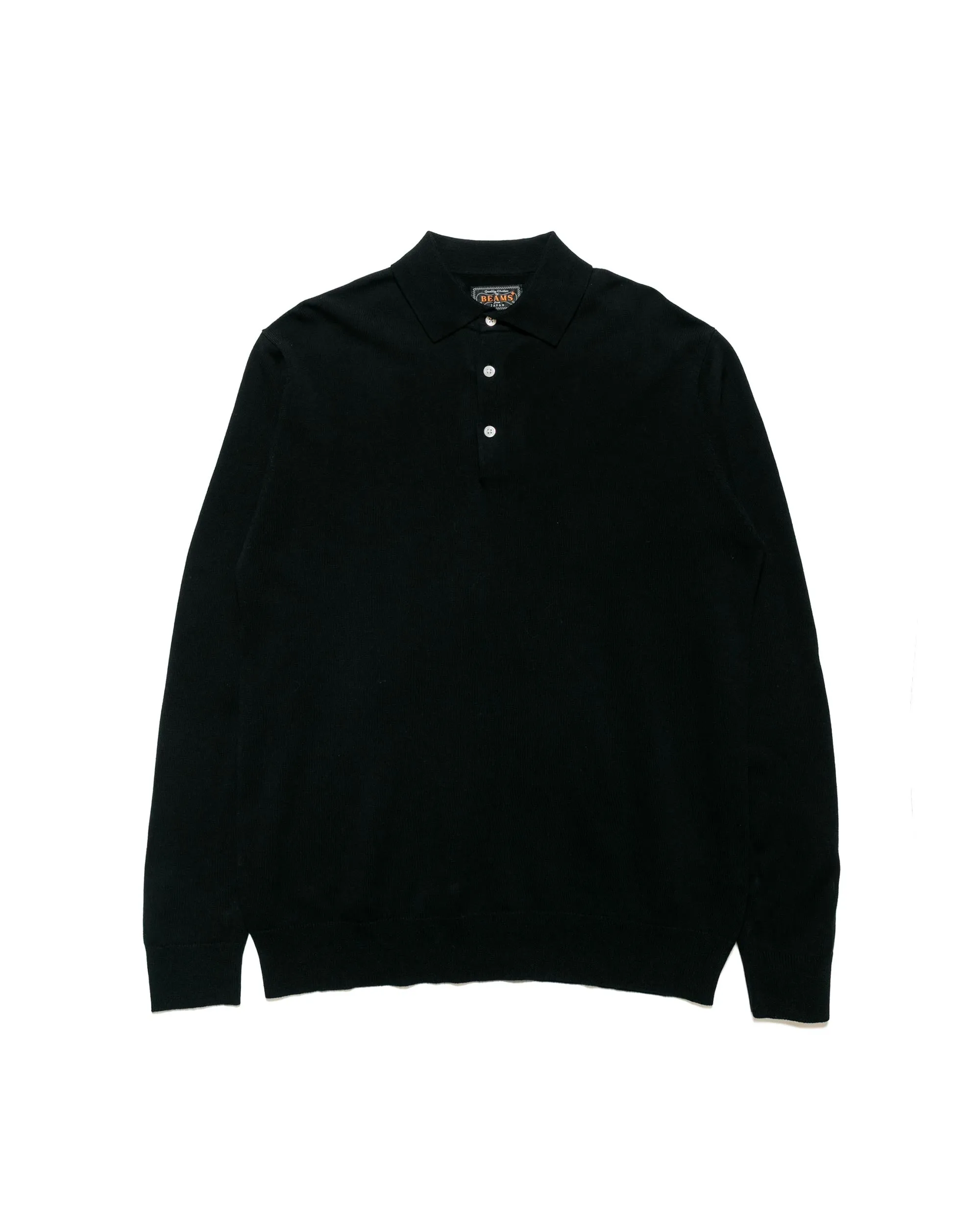 Beams Plus Knit Polo 12G Black sold by Lost & Found