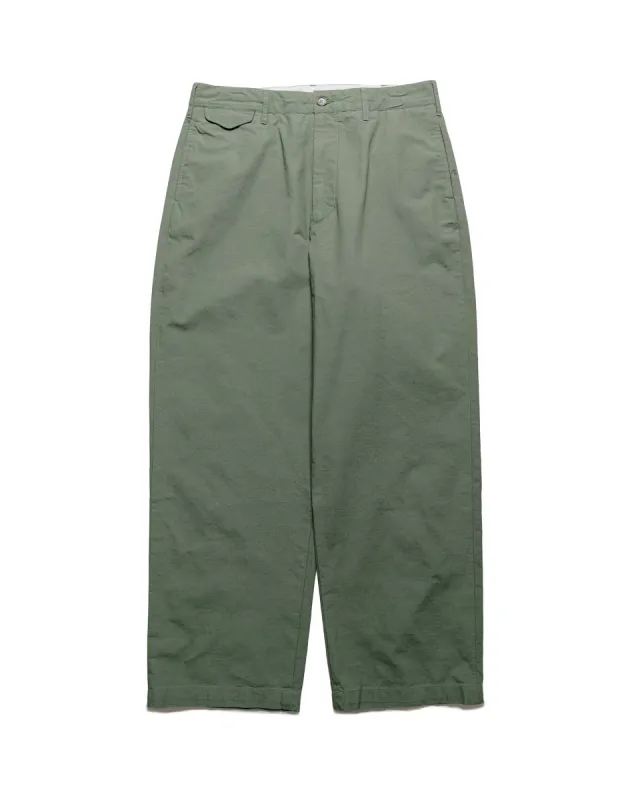 Engineered Garments Officer Pant Olive Cotton Ripstop sold by Lost & Found