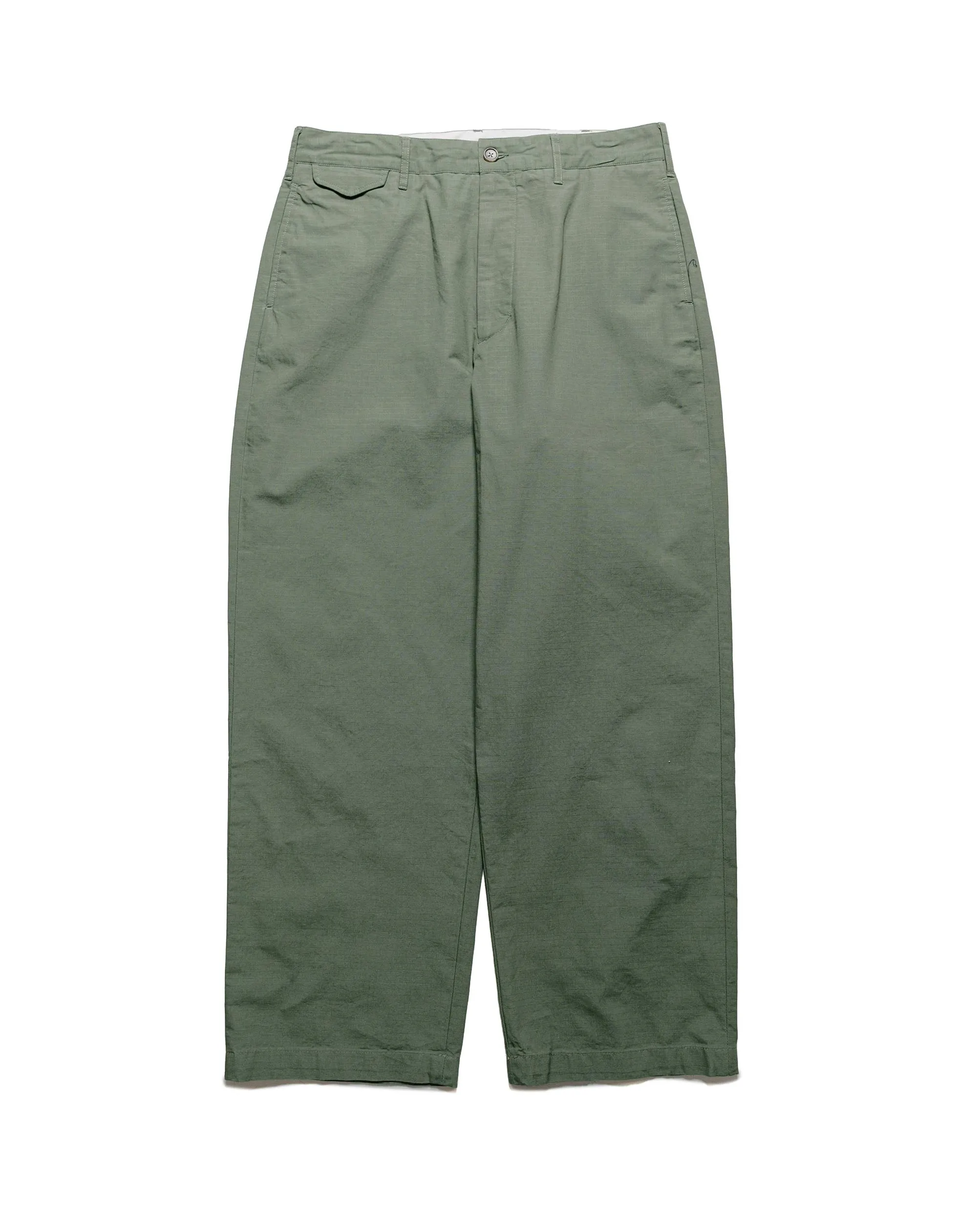 Engineered Garments Officer Pant Olive Cotton Ripstop sold by Lost & Found