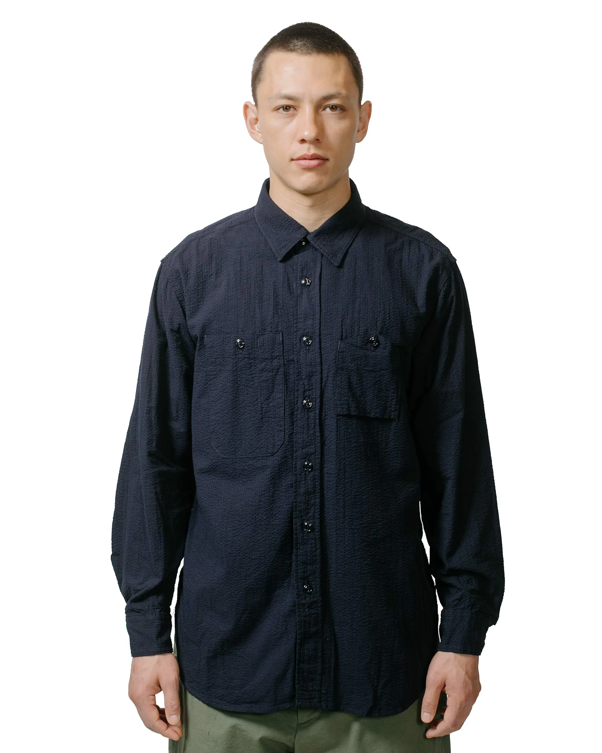 Engineered Garments Work Shirt Dark Navy Tone & Tone Seersucker sold by Lost & Found product image thumbnail 2