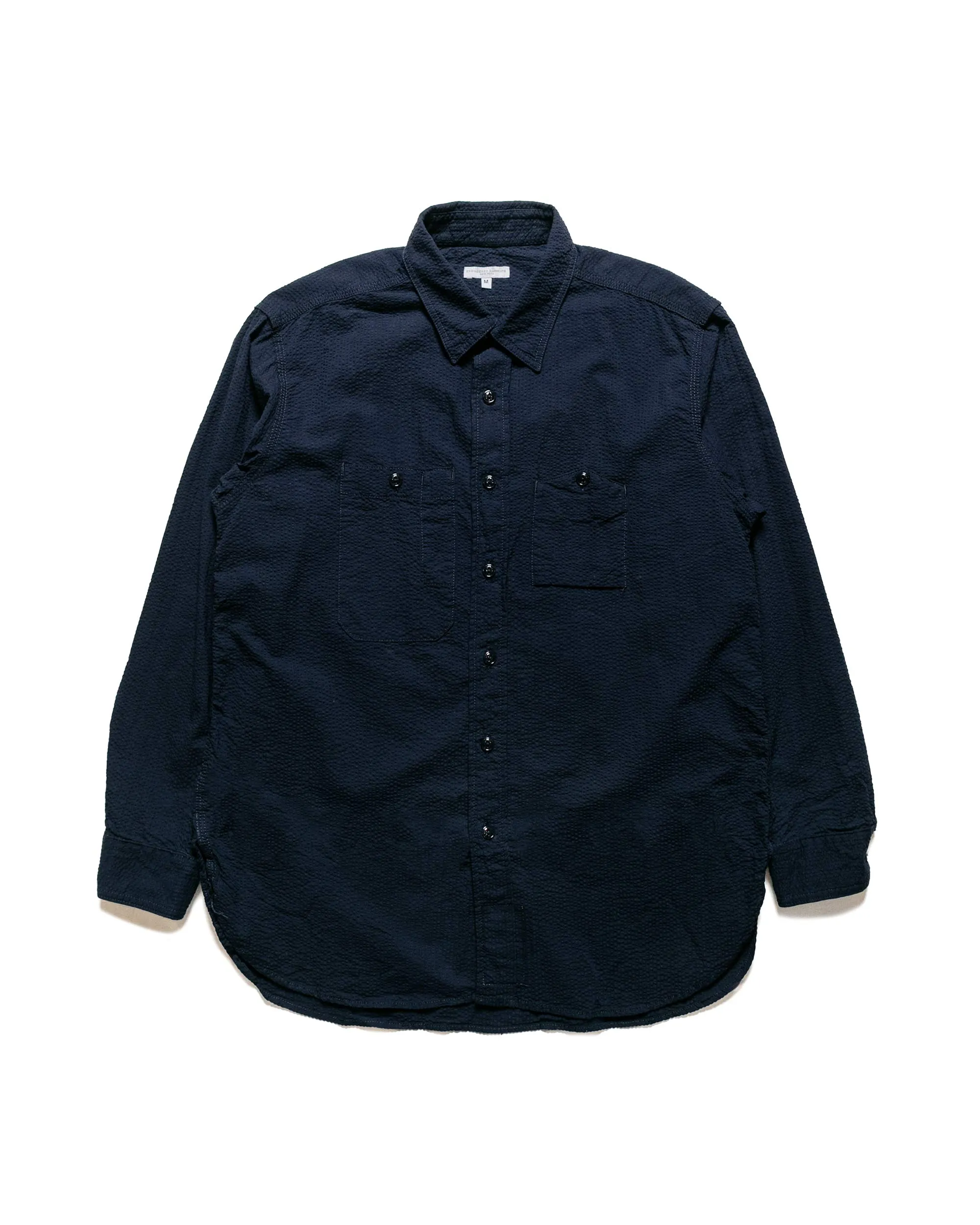 Engineered Garments Work Shirt Dark Navy Tone & Tone Seersucker sold by Lost & Found