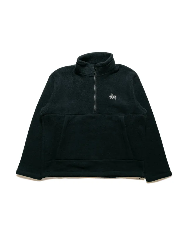 Stüssy Polar Fleece Half Zip Mock Neck Black sold by Lost & Found