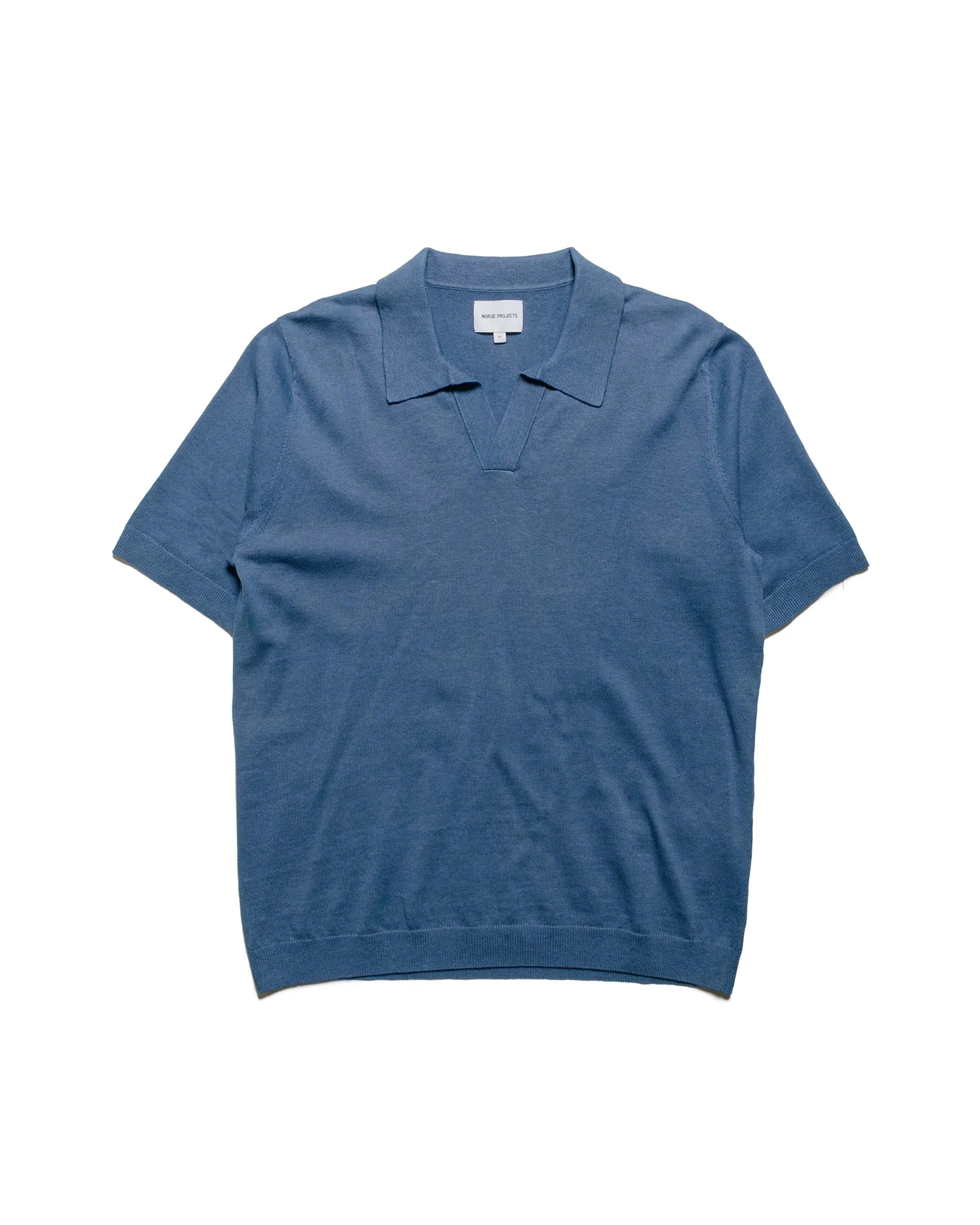Norse Projects Leif Cotton Linen Polo Calcite Blue sold by Lost & Found