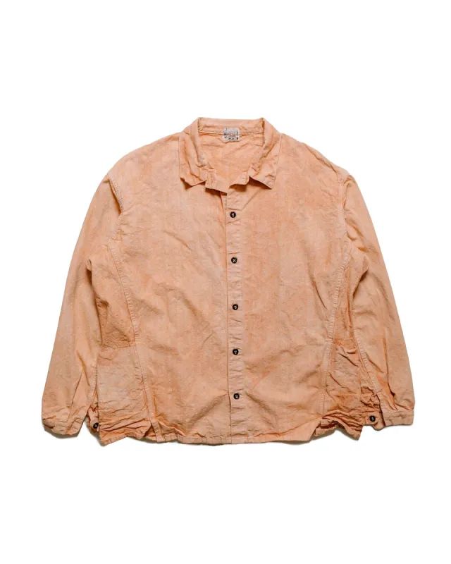 Tender Type 453 Double Cuff Mandolin Pocket Shirt Bleached Weft Stripe Cotton Canvas Red Ochre sold by Lost & Found