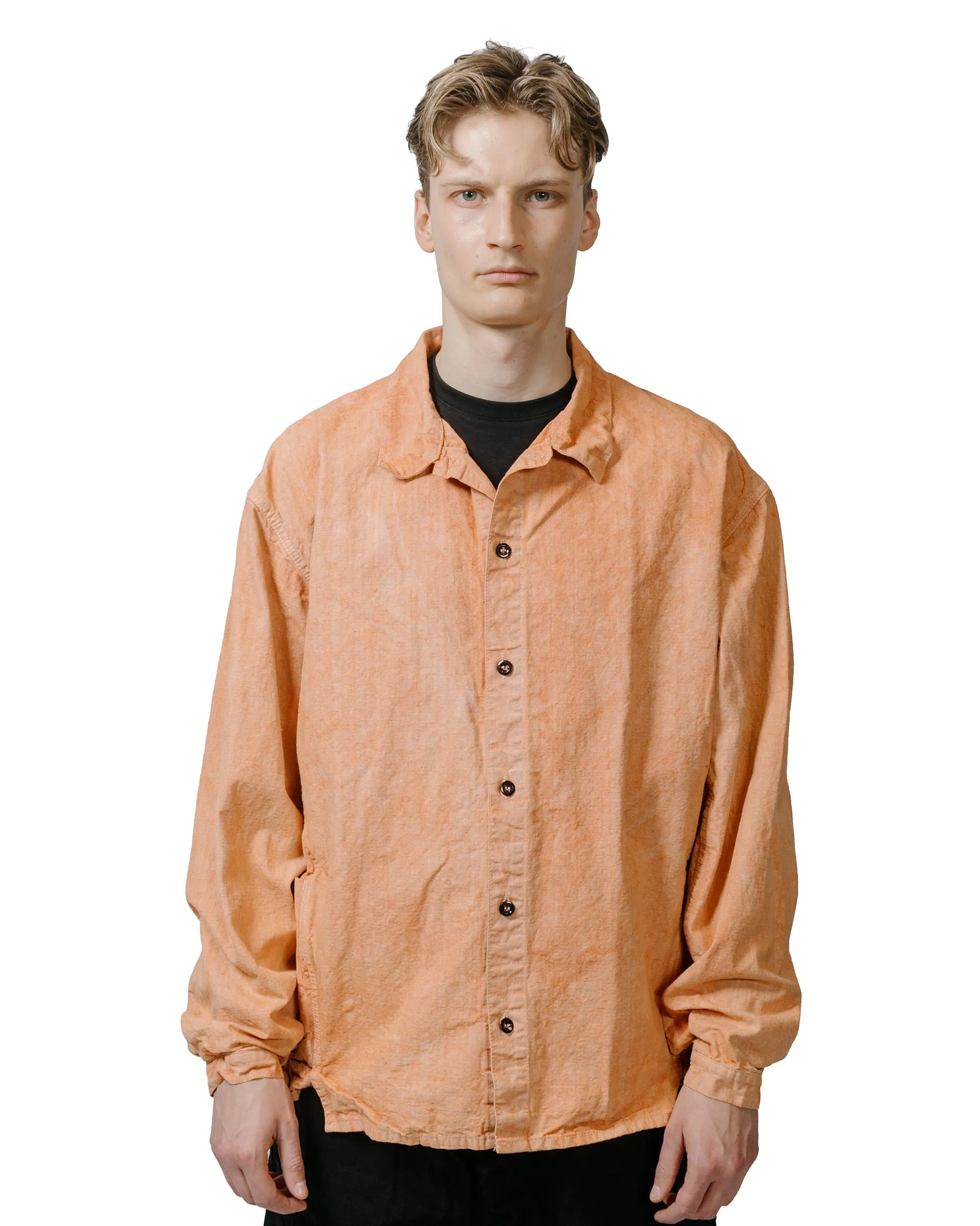 Tender Type 453 Double Cuff Mandolin Pocket Shirt Bleached Weft Stripe Cotton Canvas Red Ochre sold by Lost & Found product image thumbnail 2