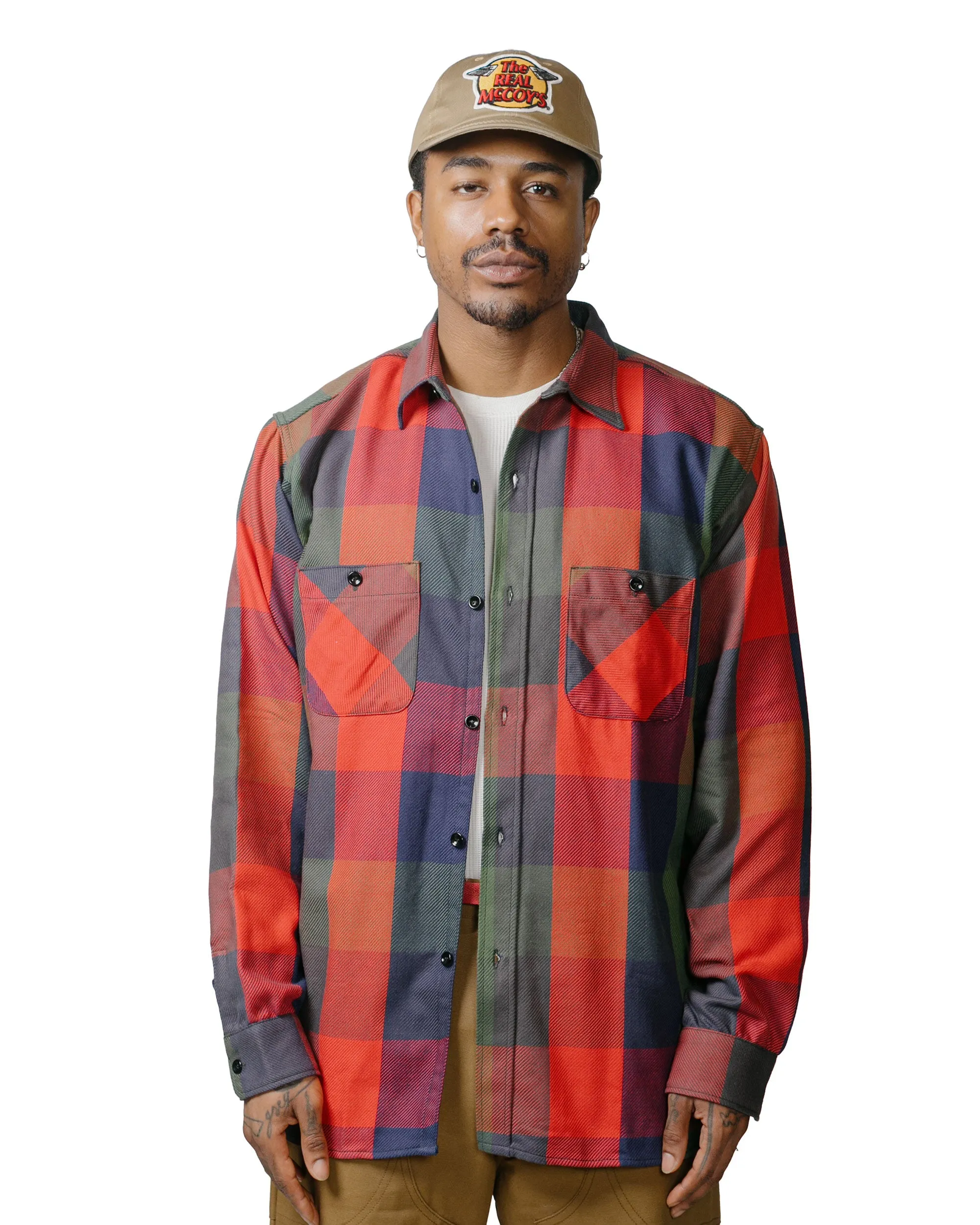 The Real McCoy's MS23105 8HU Multicolour Check Flannel Shirt Tri Colour sold by Lost & Found product image thumbnail 2