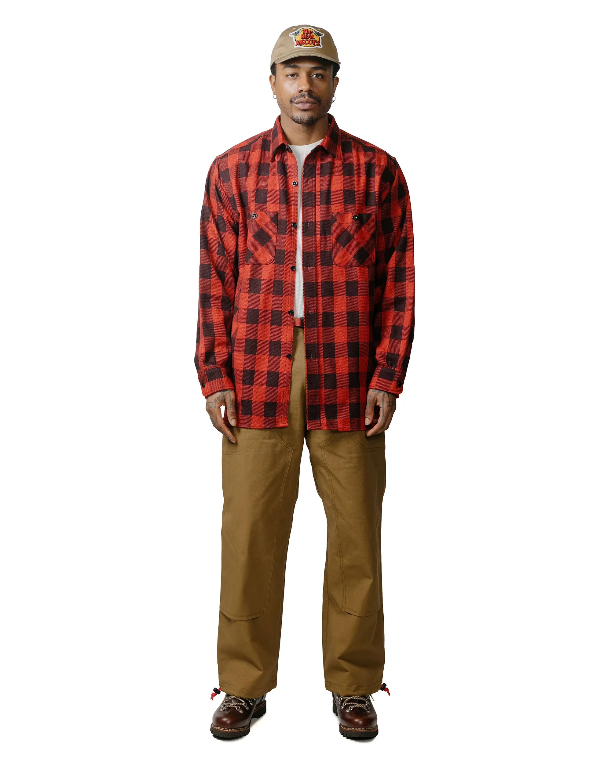 The Real McCoy's MS23104 8HU Twisted-Yarn Buffalo Check Flannel Shirt Red/Black sold by Lost & Found product image thumbnail 4